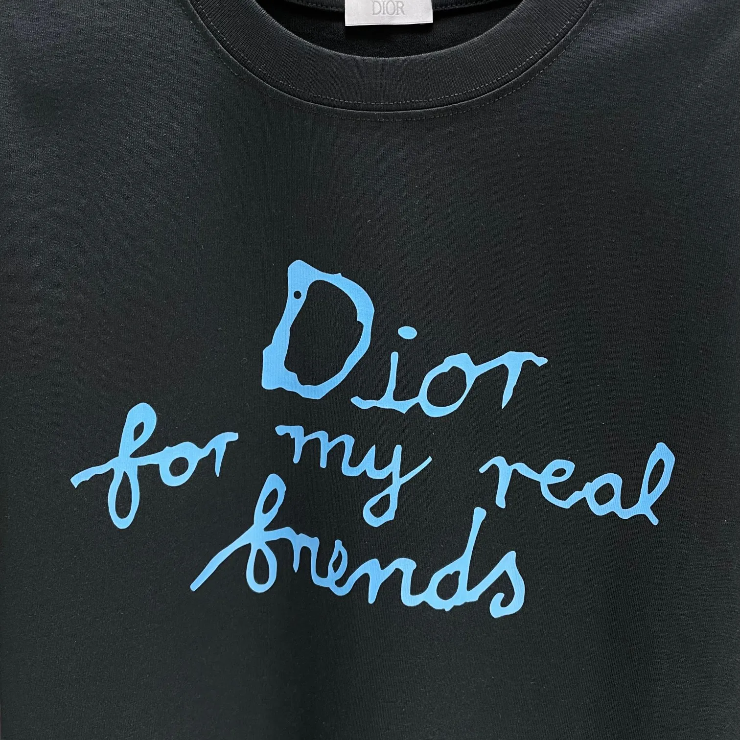 🅿️170 Dio* Dior* 2025 spring and summer new short-sleeved T-shirt Heavy cotton letter pattern printing Color: Black White Size: S M L XL XXL