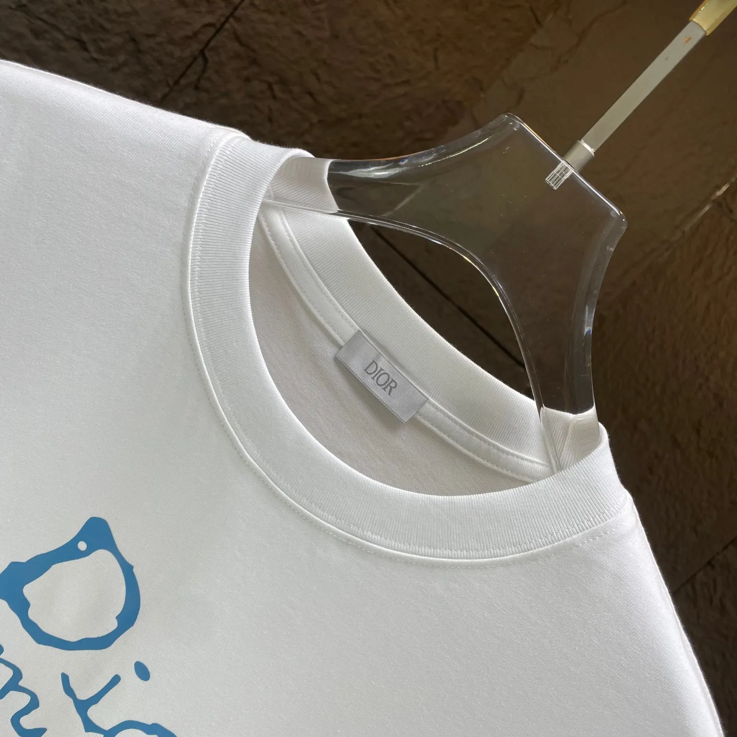 🅿️170 Dio* Dior* 2025 spring and summer new short-sleeved T-shirt Heavy cotton letter pattern printing Color: Black White Size: S M L XL XXL