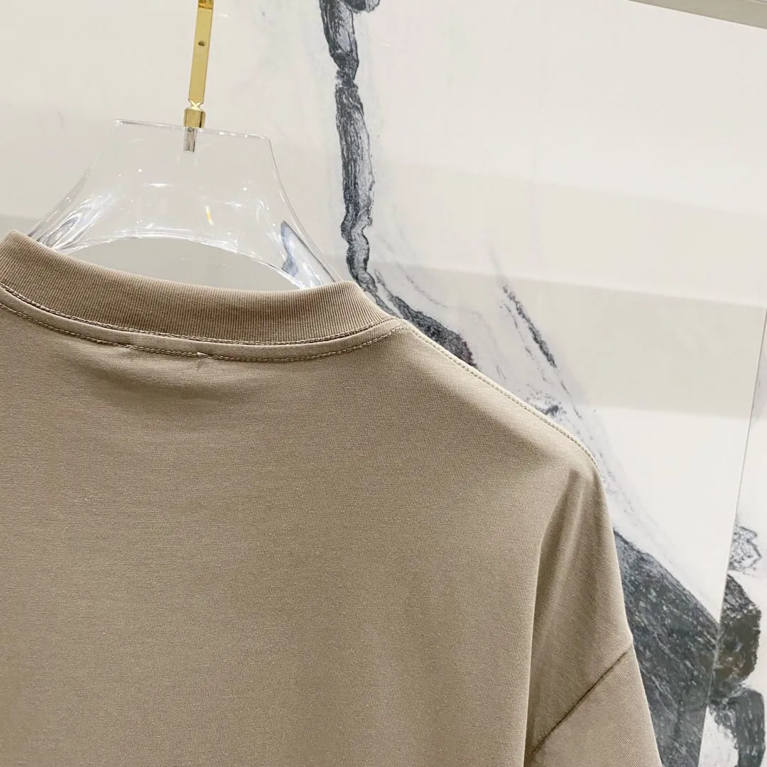 🅿️180 DIOR 260g round neck short-sleeved T-shirt, co-branded Stone Island & Dior letter embroidery🪡LOGO official synchronization, high version, high quality, fashionable personality, versatile trend, pure original quality, original fabric, tag, collar label, washed wheat, complete three standards, color: black, apricot, gray. Size: XS-L