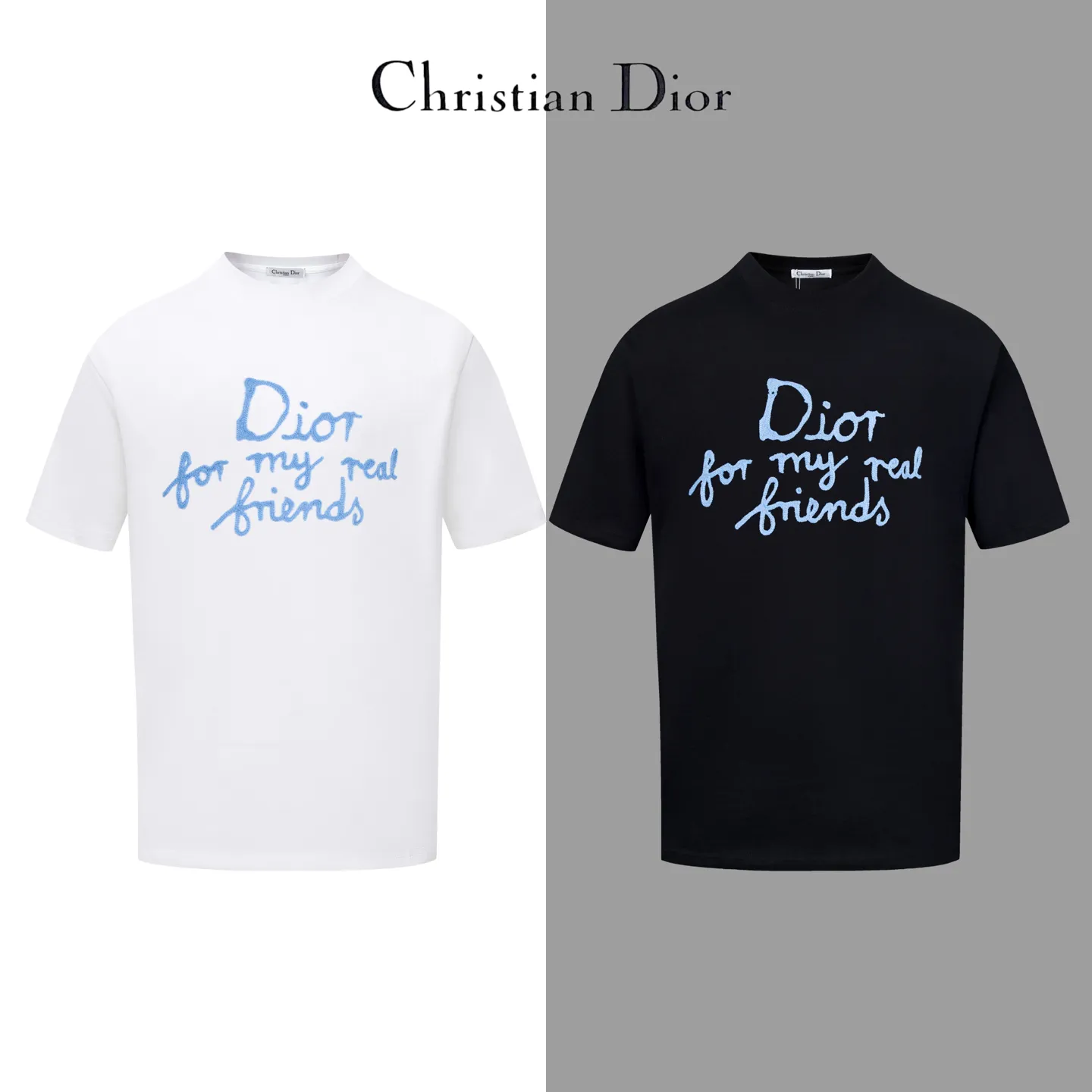 🅿️180 Style No. #Z104 Dior signature letter embroidered round neck short-sleeved DIOR official website consistent style Fabric: 32-count double yarn 280g pure cotton fabric Weaving and dyeing threads of the same color in the same cylinder The same color Process: imported machine thousands of needles full and flat embroidery Supporting: complete three-label cardboard oil paper code sticker packaging High temperature pre-shrinking process before production will not shrink and deformation Imported machine professional plate production os version Can wear up to 200 pounds. The size is measured manually. The error of 2-3cm is normal. Color: black white size: s m l xl