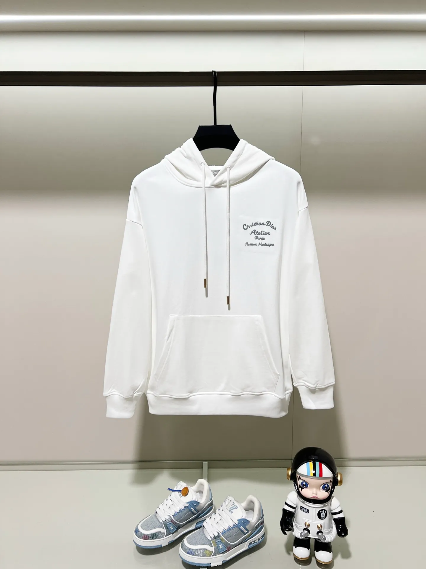 🅿️290 DIOR/Dior 420g pure cotton fabric hooded sweatshirt, front and back knot letter signature ✍️embroidery🪡LOGO logo, official synchronization, high version, high quality, fashionable personality, versatile trend, pure original quality, original fabric, tag, collar label, washed wheat, complete three standards, color: black, khaki, white, gray. Size: XS-L