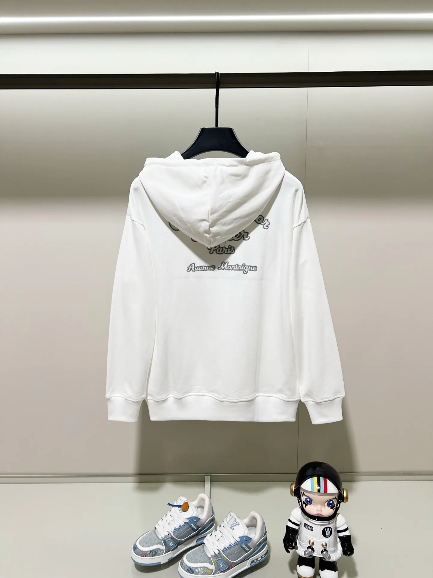🅿️290 DIOR/Dior 420g pure cotton fabric hooded sweatshirt, front and back knot letter signature ✍️embroidery🪡LOGO logo, official synchronization, high version, high quality, fashionable personality, versatile trend, pure original quality, original fabric, tag, collar label, washed wheat, complete three standards, color: black, khaki, white, gray. Size: XS-L
