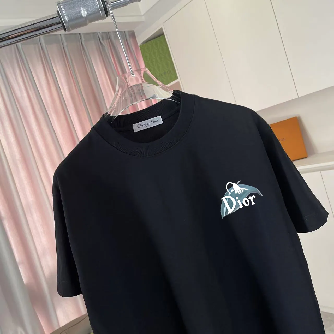 🅿️170 Dio Dior 2025 summer new style personalized letter logo printing short-sleeved T-shirt customized fabric 300g same style for men and women Color: black white lake green purple Size: S M L XL XXL five sizes