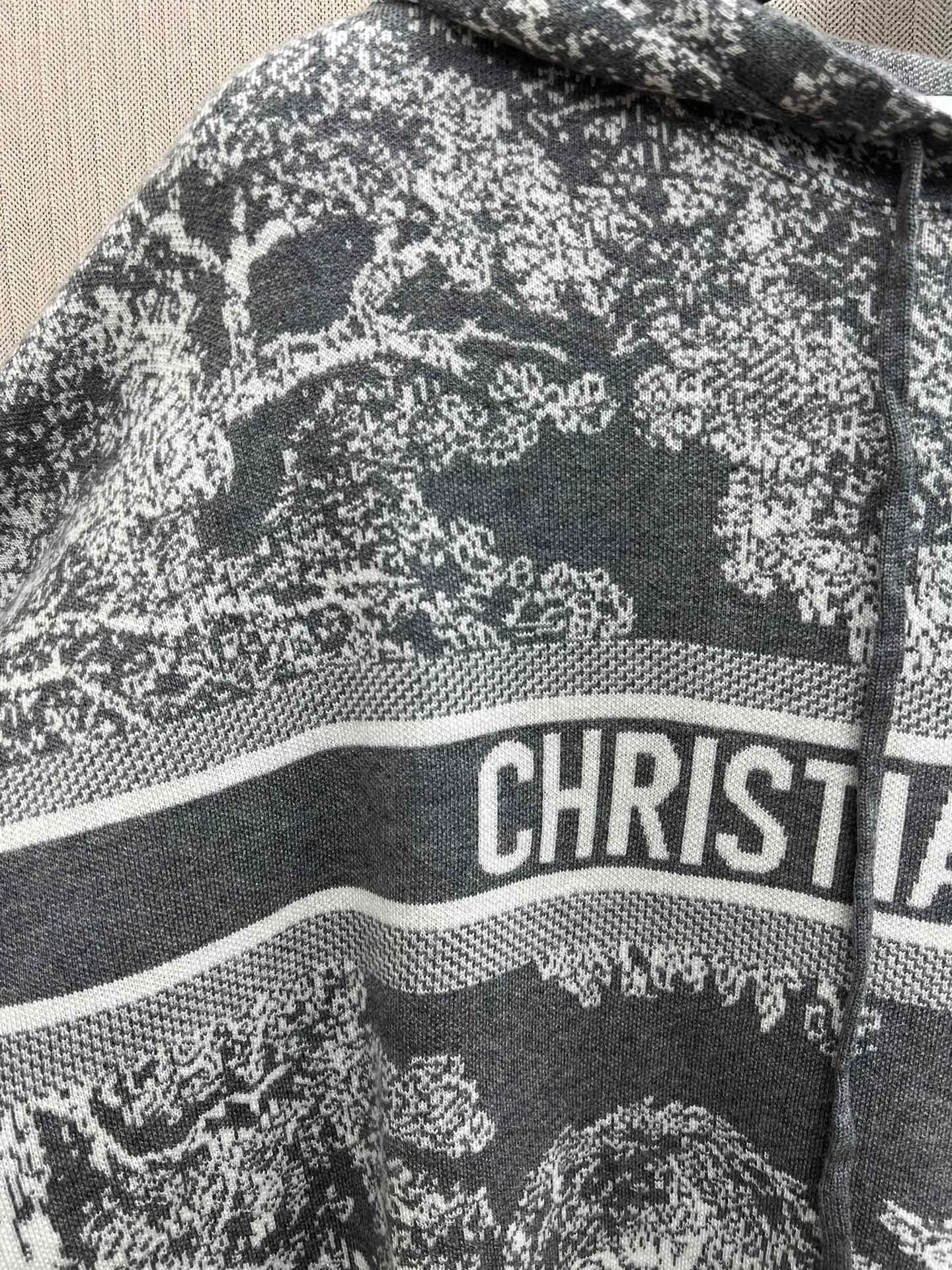 🅿️680 complete set of Dior 25ss new letter logo Rui jungle jacquard loose hooded long-sleeved pullover knitted sweatshirt! Size: S.M.L.