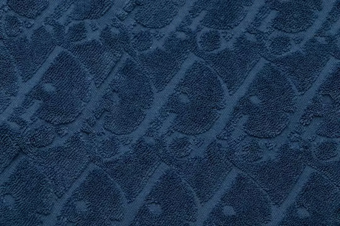 🅿️170 ❥B806# High quality Dior 2025Fall spring and summer new series Presbyopia jacquard terry shorts Custom-woven and dyed pure cotton 100% gram weight 300G fabric Positioning and tailoring heavy-duty material size: S M L XL Color: blue