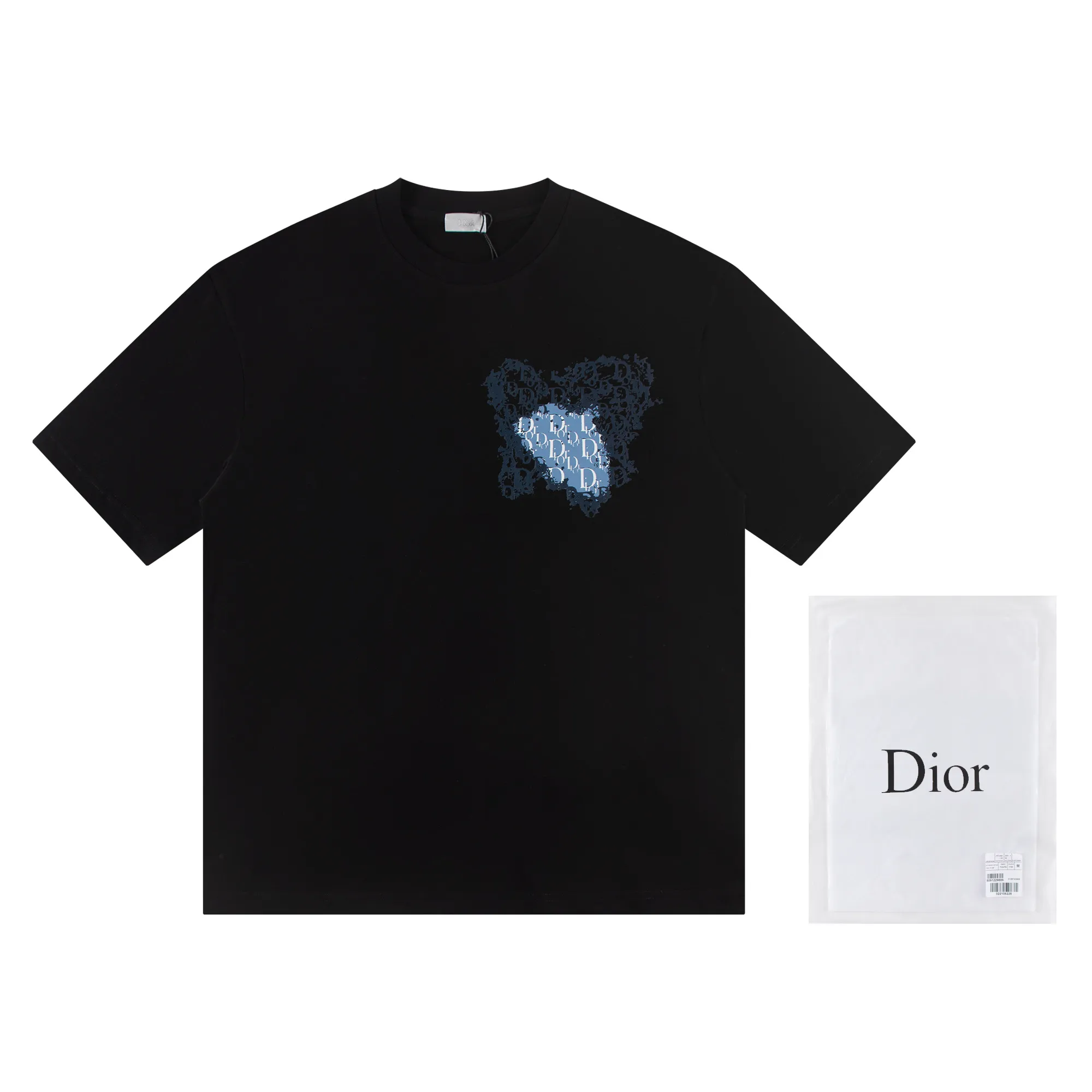 🅿️146 Dior*2025 latest short-sleeved material: high version 300g double yarn combed cotton Size: S M L XL Color: black white Style number: W2553