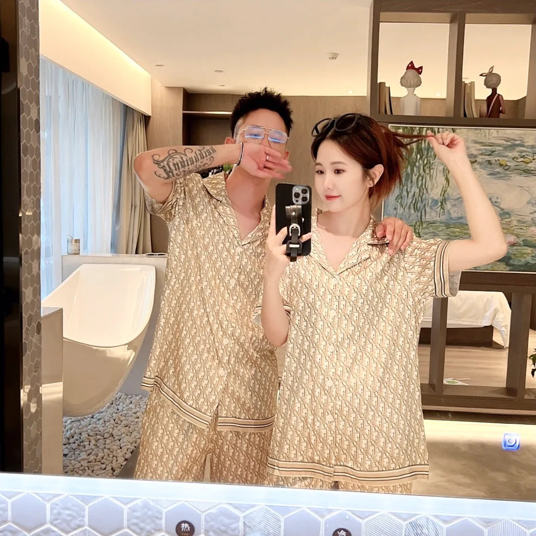 🅿️360 2024 DIOR Dior home wear, high-end Korean silk fabric, skin-friendly, soft and comfortable, couple size M～XXXL