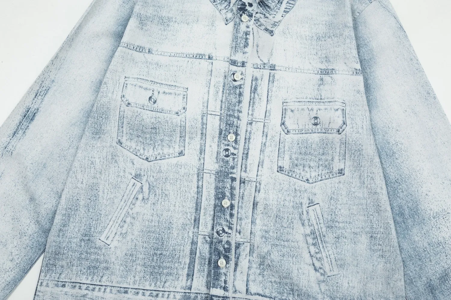 🅿️286 DIOR Dior hot style is coming Jay Chou's same style light blue distressed denim digitally printed long-sleeved shirt 2024ss official website new long-sleeved shirt shirt, exquisitely printed logo high-end version, custom-made fabrics at the counter. Highly breathable and comfortable, exquisitely crafted, with impeccable detail processing, custom-made logo engraved buttons, and three complete labels. Brand element design concept reflects high quality. It feels delicate and soft! It presents a casual cut and the upper body shape is great! Size: M-XXL