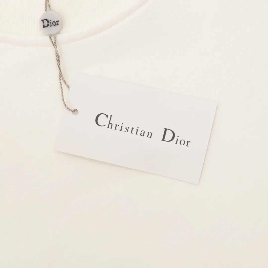 🅿️500 Dior 25FW round neck sweatshirt with arm letters, 480g high-grade combed cotton fabric, counter collar label, purchasing grade white thick plate hang tag, original hanging grain, three-dimensional foam printing on the front and back, strong layering, same style for men and women, couple style, oversize version, loose size: S-XL