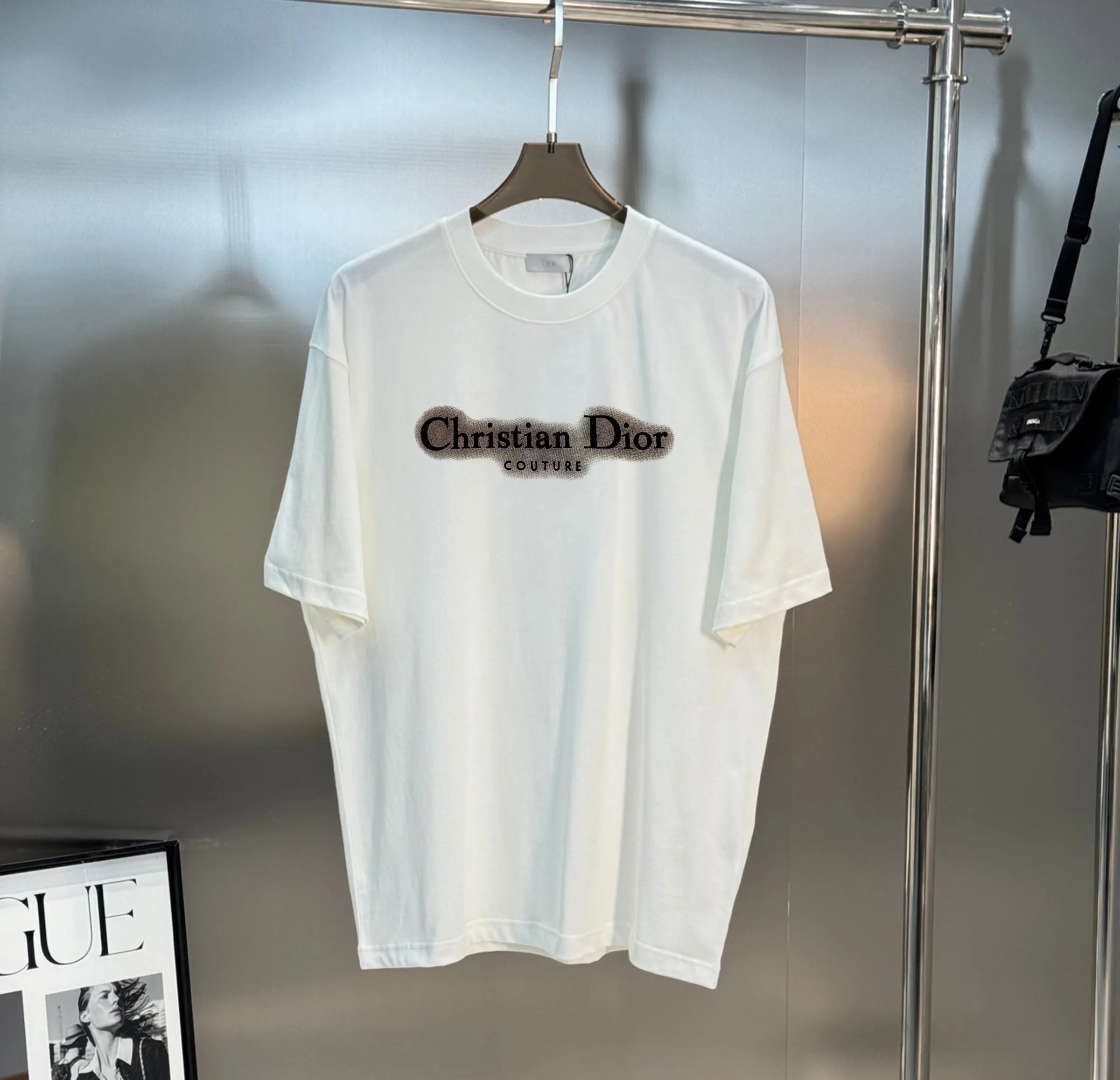 🅿️180 DIOR/Dior 250g round neck short-sleeved T-shirt, brand letter small mark LOGO pattern printing process, official synchronization, high version, high quality, fashionable personality, versatile trend, pure original quality, original fabric, tag, collar label, washed wheat, three labels complete, color: black, white, size: s-xxl