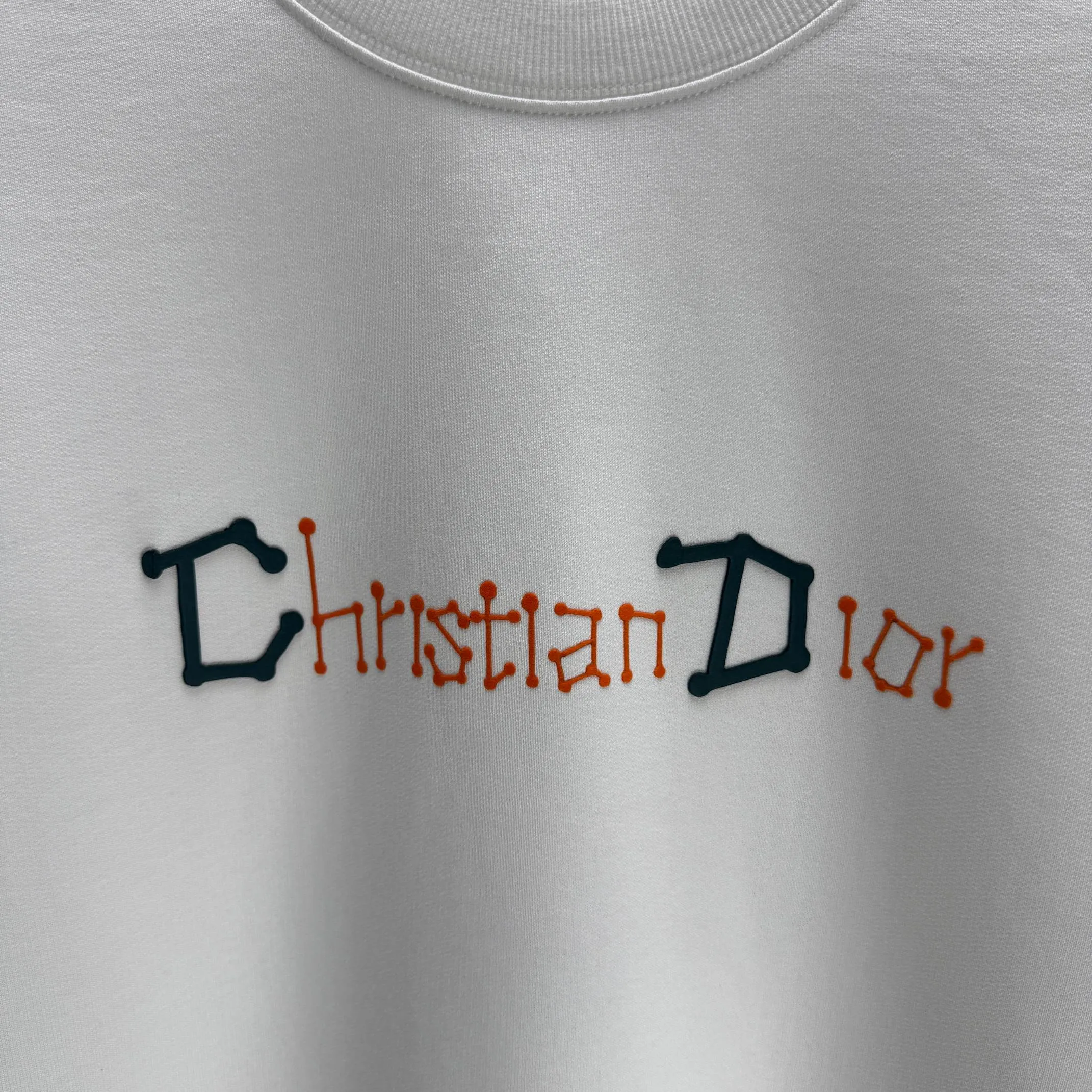 🅿️250 Dio* Dior* 2025 autumn and winter new round neck sweatshirt 400 grams terry cotton letter logo flocking ➕skin-feeling cotton Color: Black White Blue Gray Size: S M L XL XXL