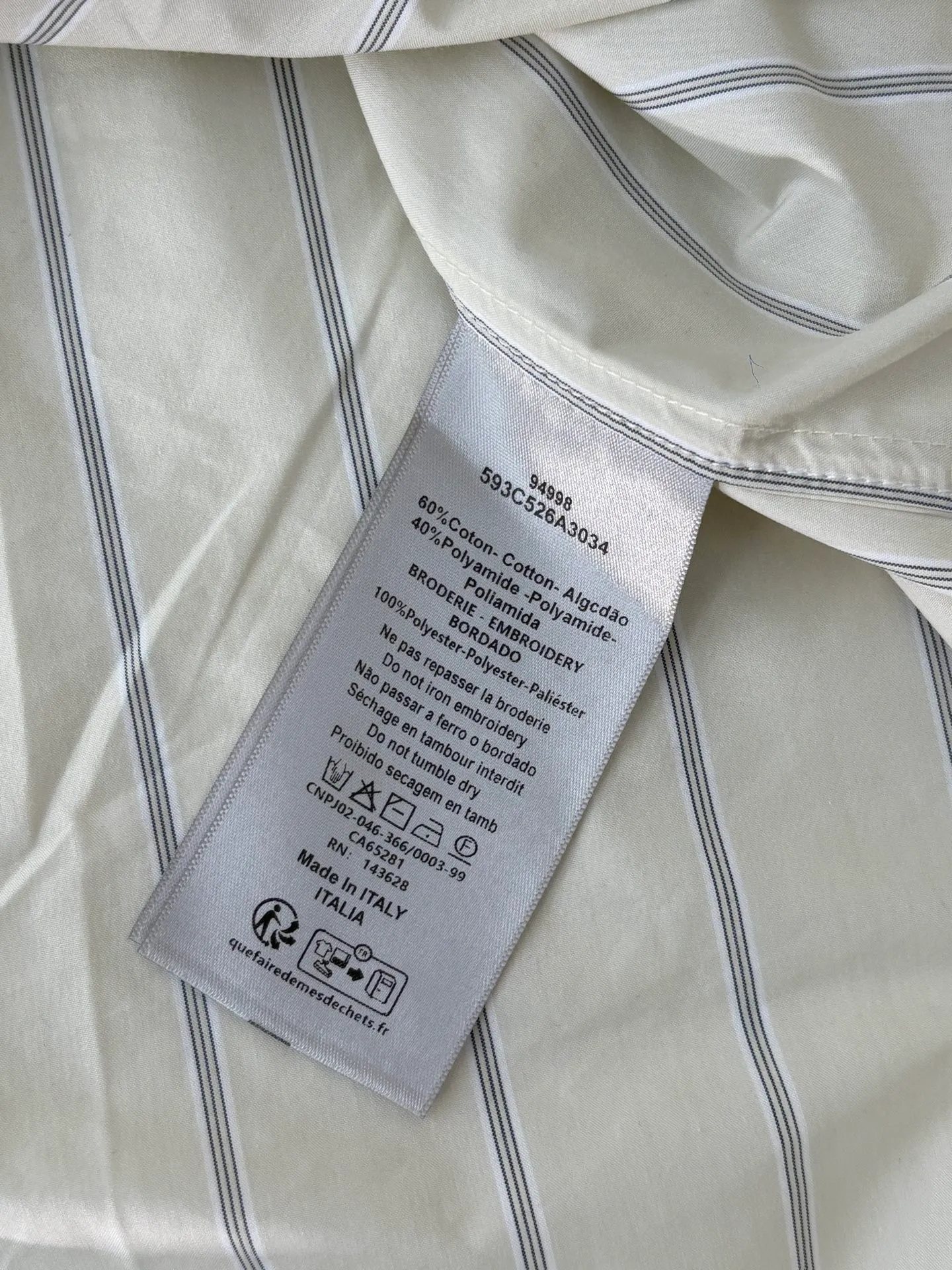 🅿️480 Dio*/Dior 25FW new autumn and winter knitted lapel long-sleeved shirt jacket, beige striped cotton blend fabric, Christian Dior Couture embroidery on the chest pocket, hidden button placket, brand logo mother-of-pearl buttons, straight hem silhouette Size: S/M/L/XL