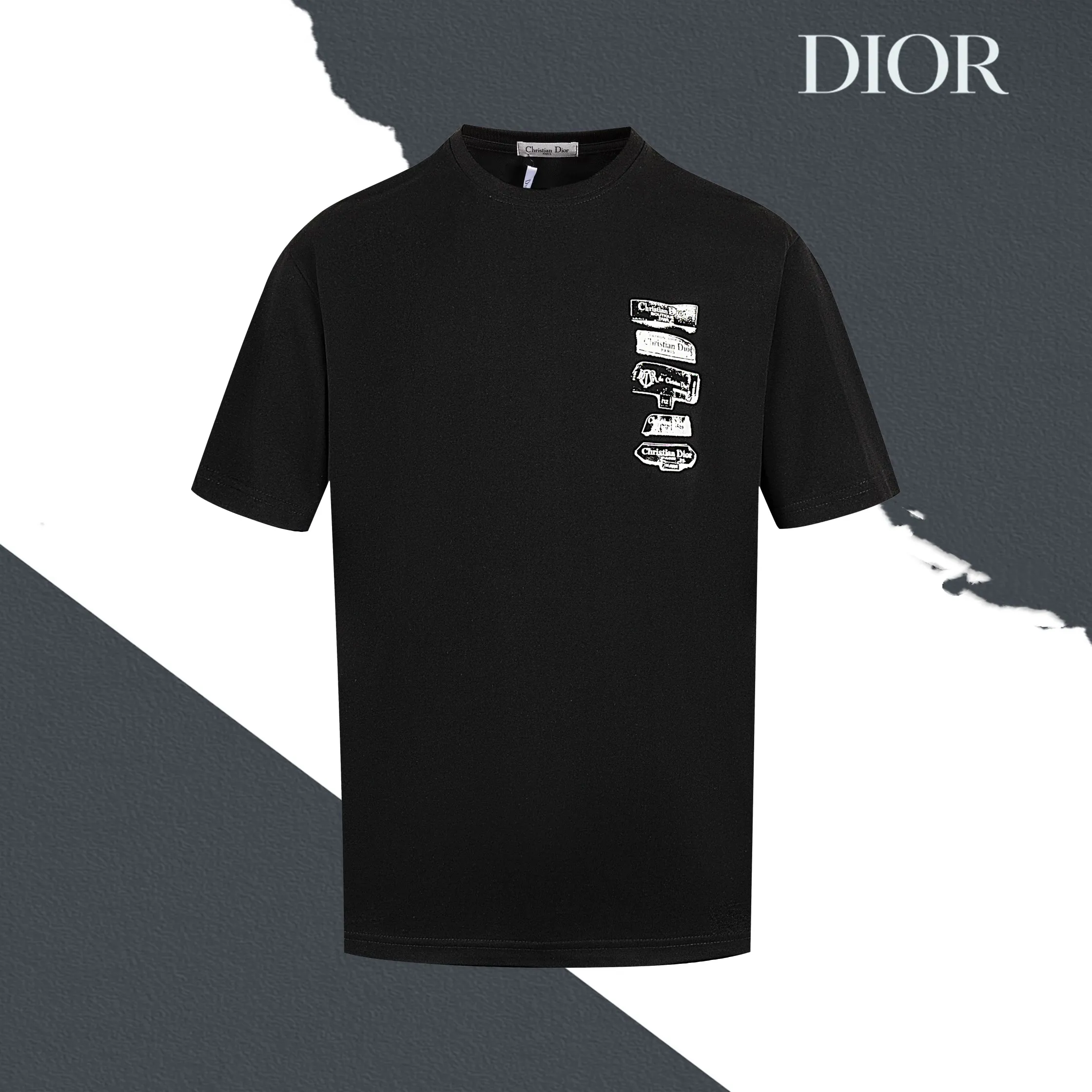 🅿️160 model number S07 DIOR graffiti letter print round neck short sleeves, laminated graffiti print, full package, three labels complete, original supporting accessories 1:1, main mark process, very high-end, has been pre-shrunk at high temperature, not easy to deform after repeated washing, pure cotton 280 grams, high gram weight, 32 double yarns, no pilling, no fading, comfortable and breathable, matched with 1x1 thread in the same cylinder, oversize loose version Can wear up to 220 pounds Color: black white Size: XS-L
