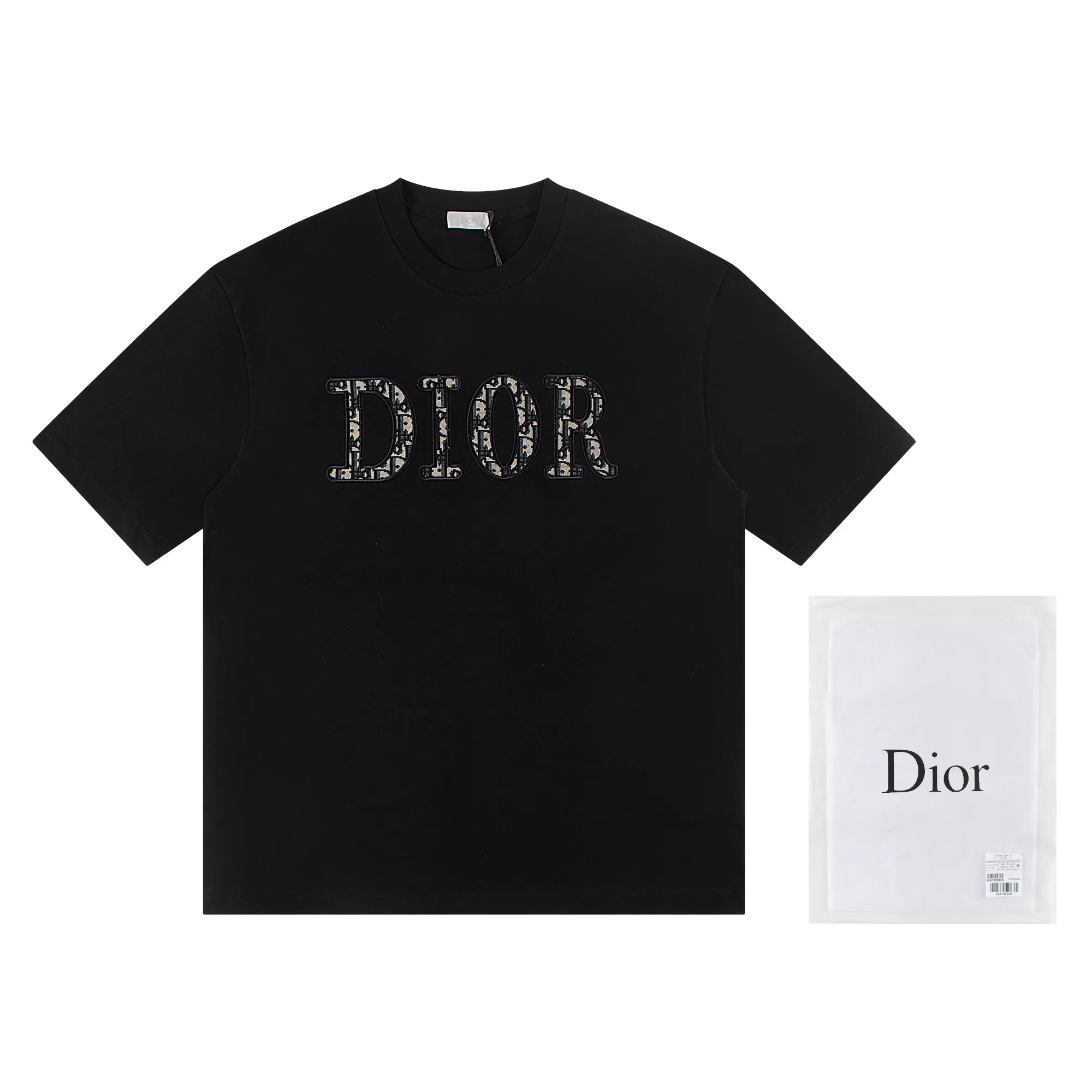 🅿️160 Dior*2026 latest short-sleeved material: high version 300g double yarn combed cotton Size: S M L XL Color: black white Style number: W2604