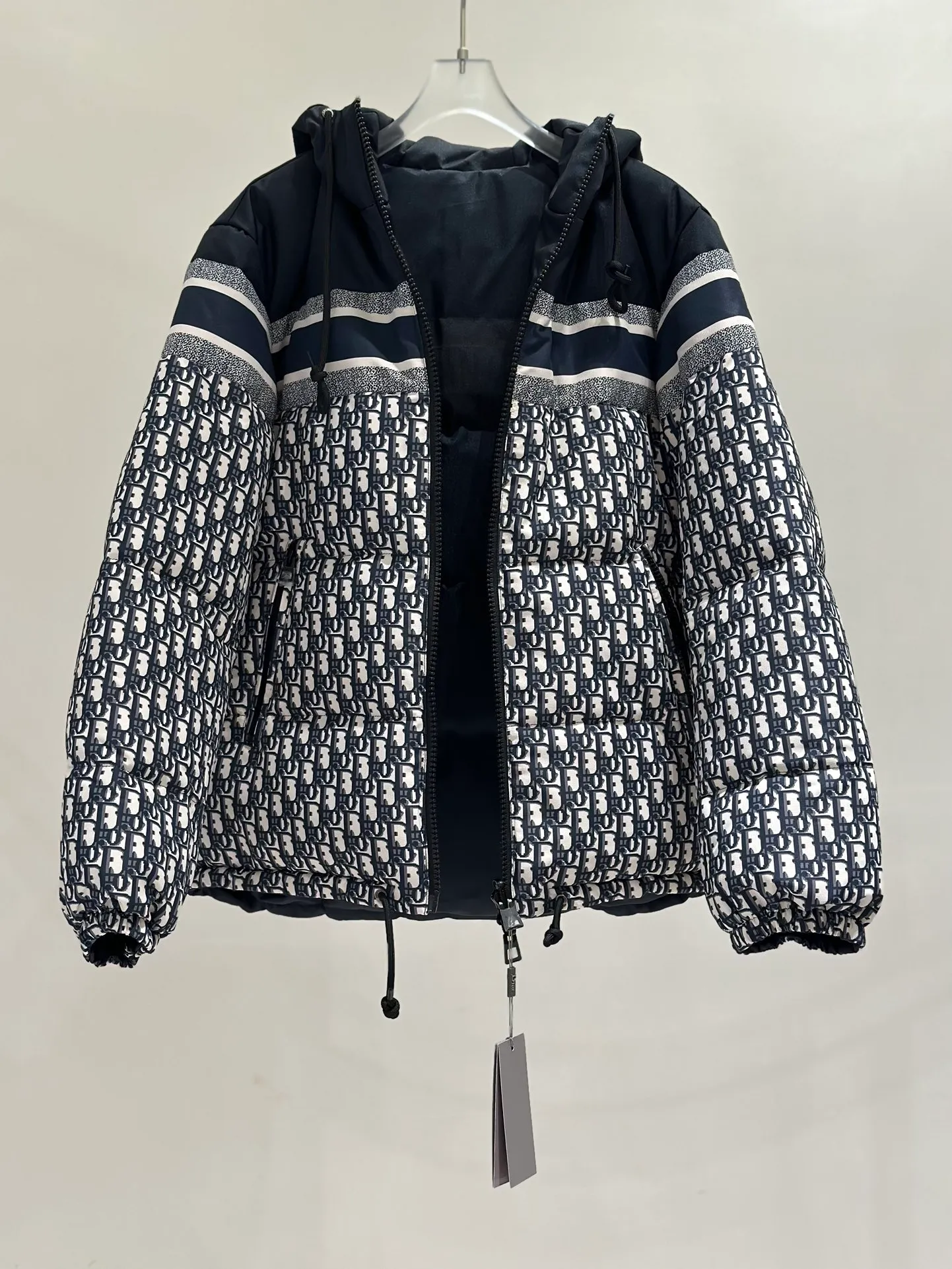 🅿️980 Packing Down jacket front hanging real shot # Di*r/Dior classic houndstooth all over print reversible down jacket/down vest
