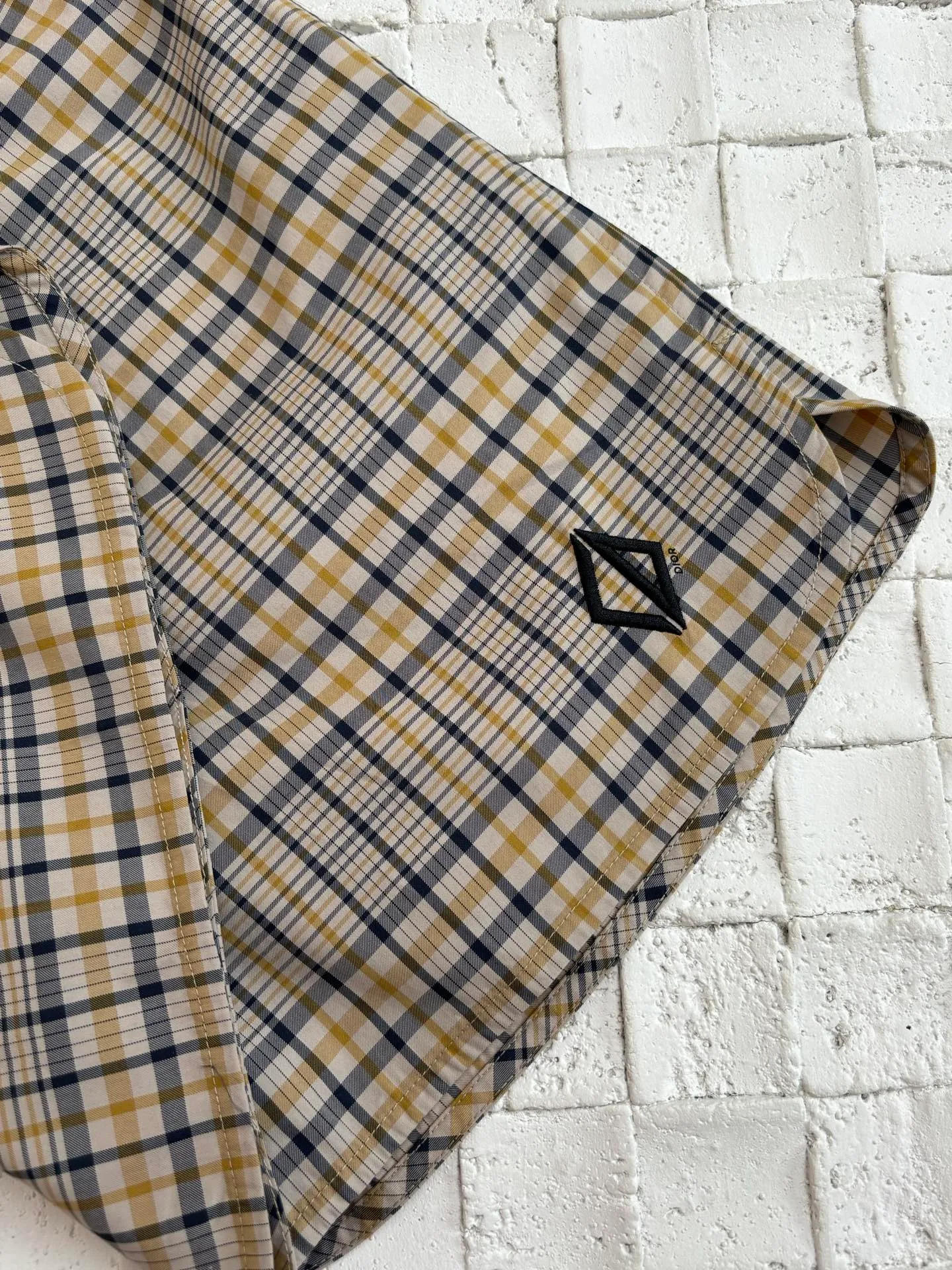 🅿️350 Dio*/Dior 25Ss new diamond pattern letter embroidered plaid five-quarter pants Size: S/M/L/XL