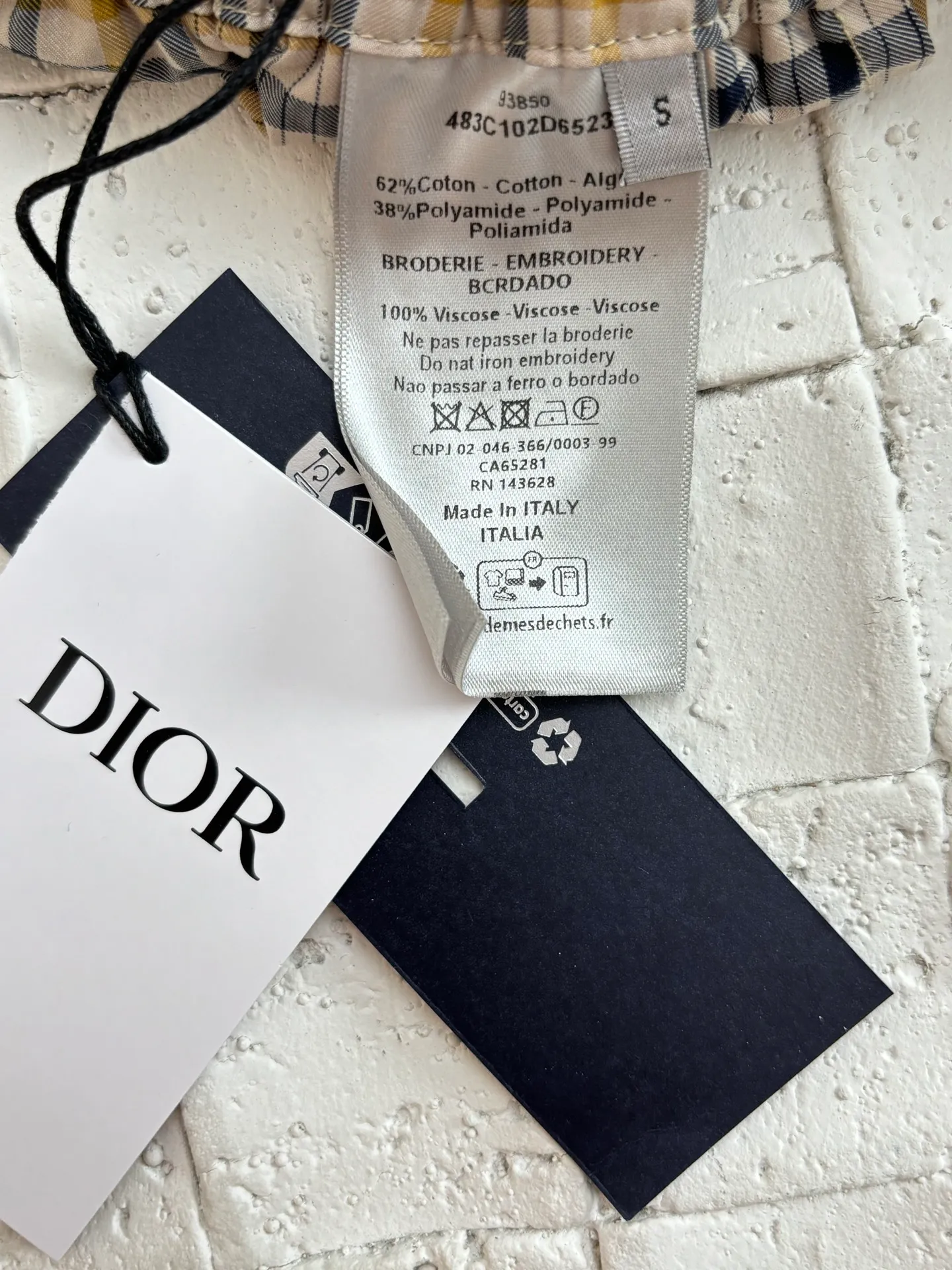 🅿️350 Dio*/Dior 25Ss new diamond pattern letter embroidered plaid five-quarter pants Size: S/M/L/XL