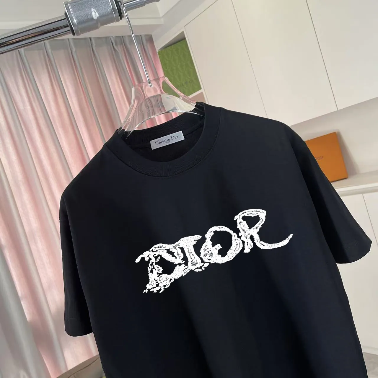 🅿️170 Dio Dior 2025 summer new style Personalized letter logo printing Short-sleeved T-shirt Customized fabric 300g Same style for men and women Color: black white lake green sky blue purple Size: S M L XL XXL five sizes ​