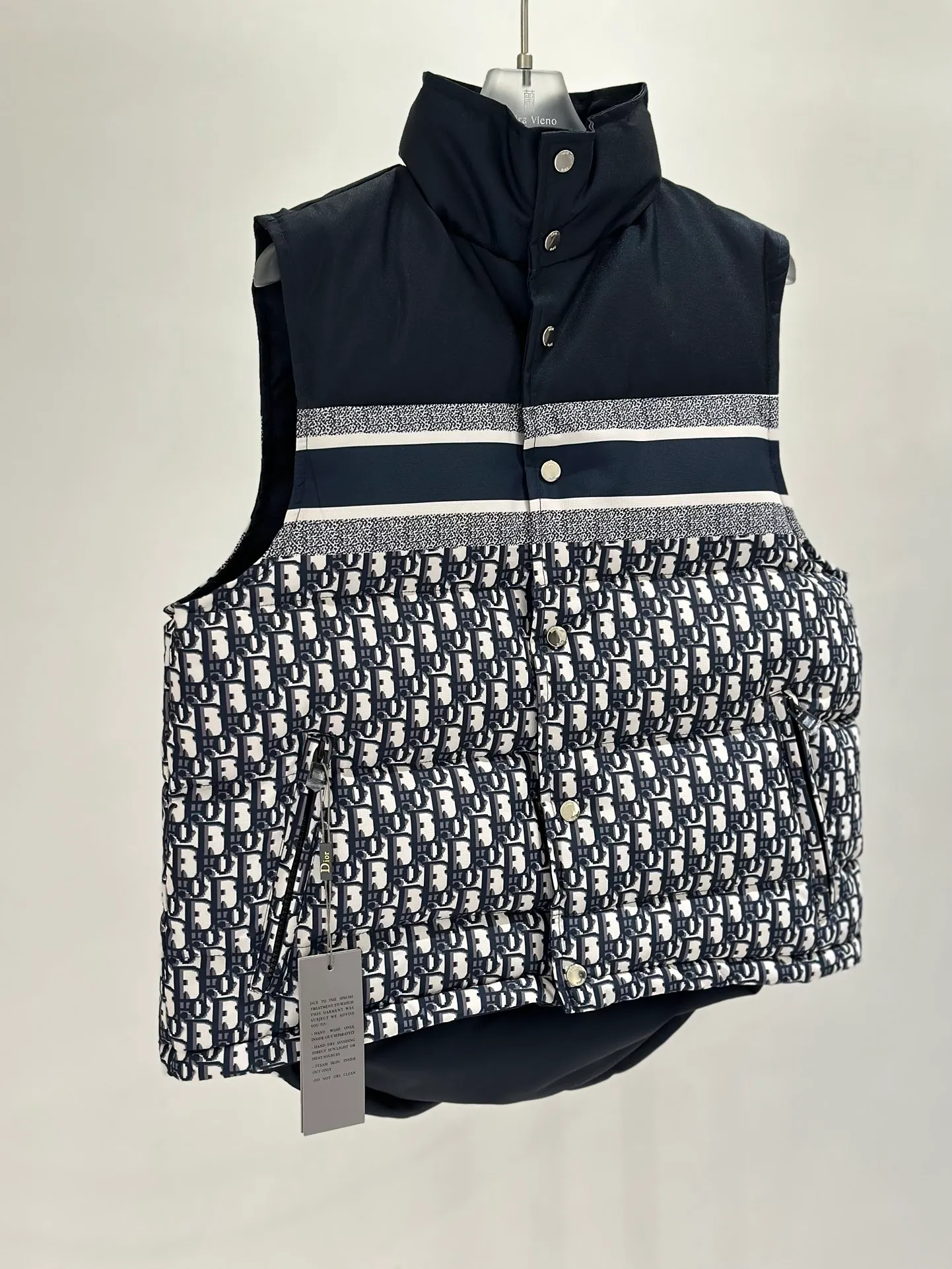 🅿️780 packed.  High-velvet goose down mu Di*r/Dior classic houndstooth all-over print reversible down jacket/down vest