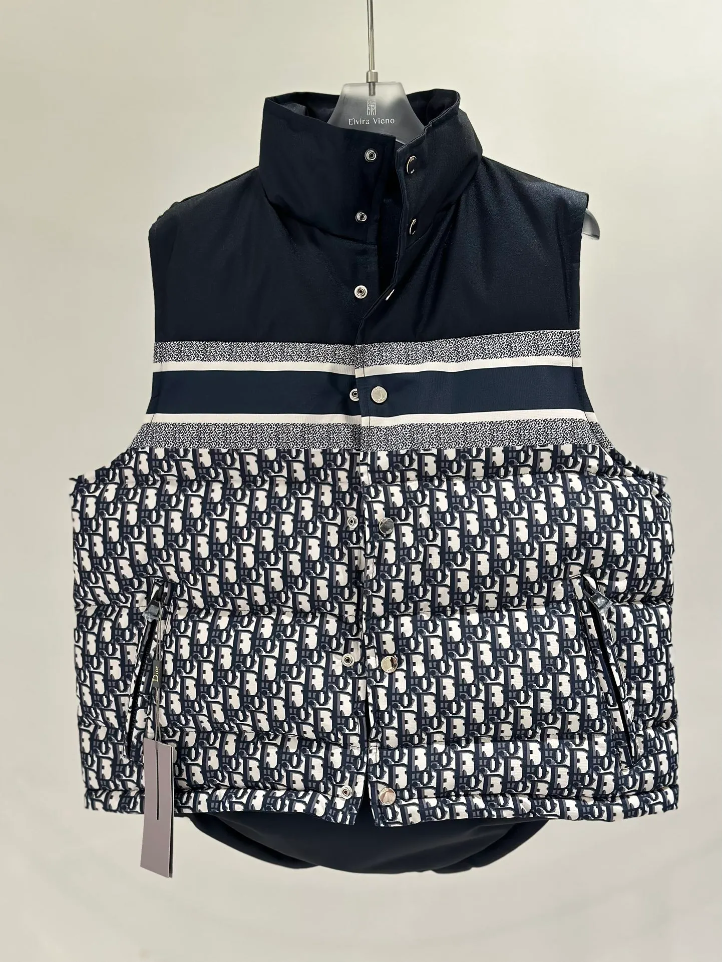 🅿️780 packed.  High-velvet goose down mu Di*r/Dior classic houndstooth all-over print reversible down jacket/down vest