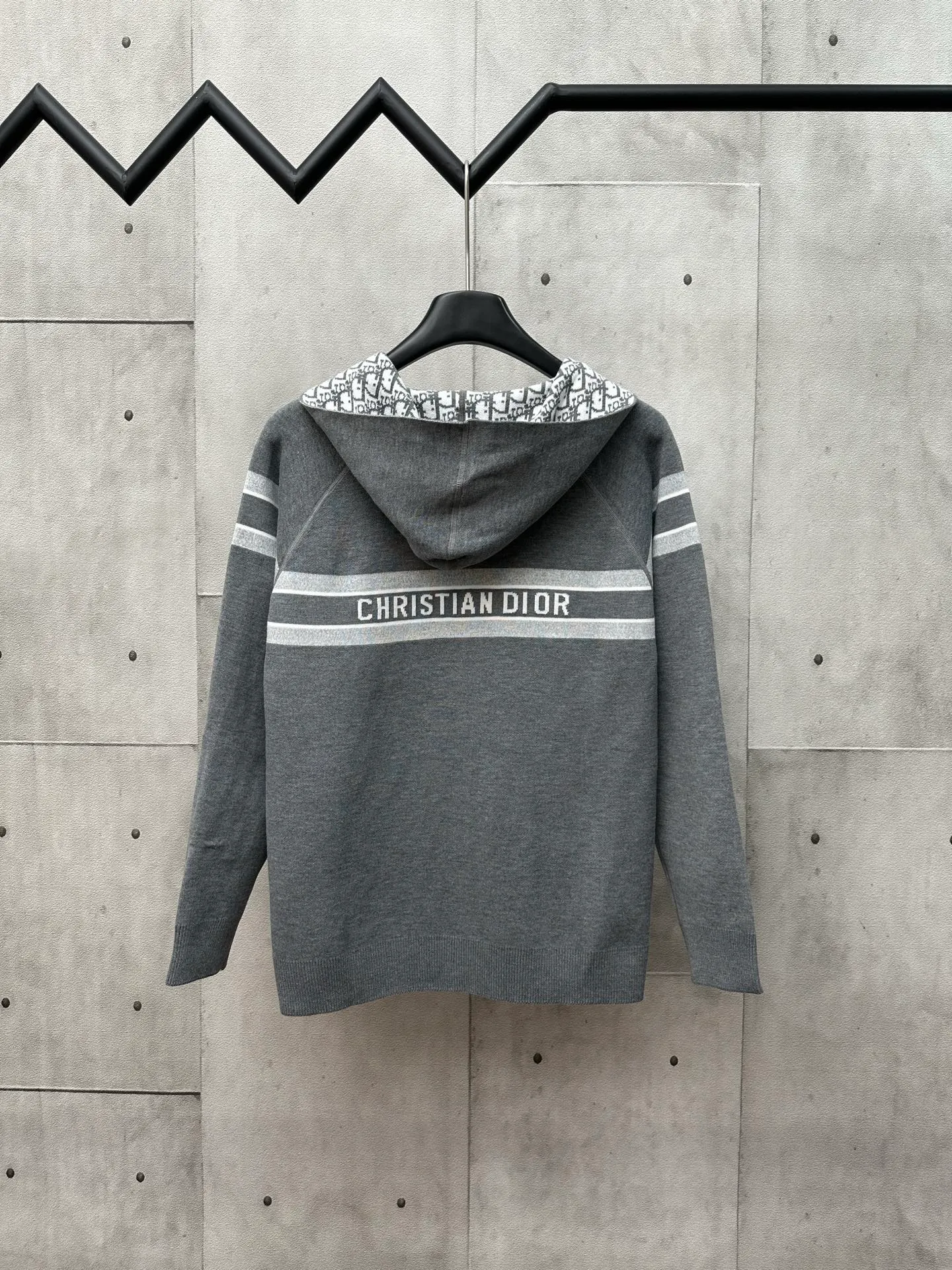 🅿️540 Dior 25ss new autumn and winter all-print hooded cardigan, classic letter logo jacquard embellishment, classic letter logo old flower jacquard decoration yb open mold letter CD zipper decoration Size: S M L XL