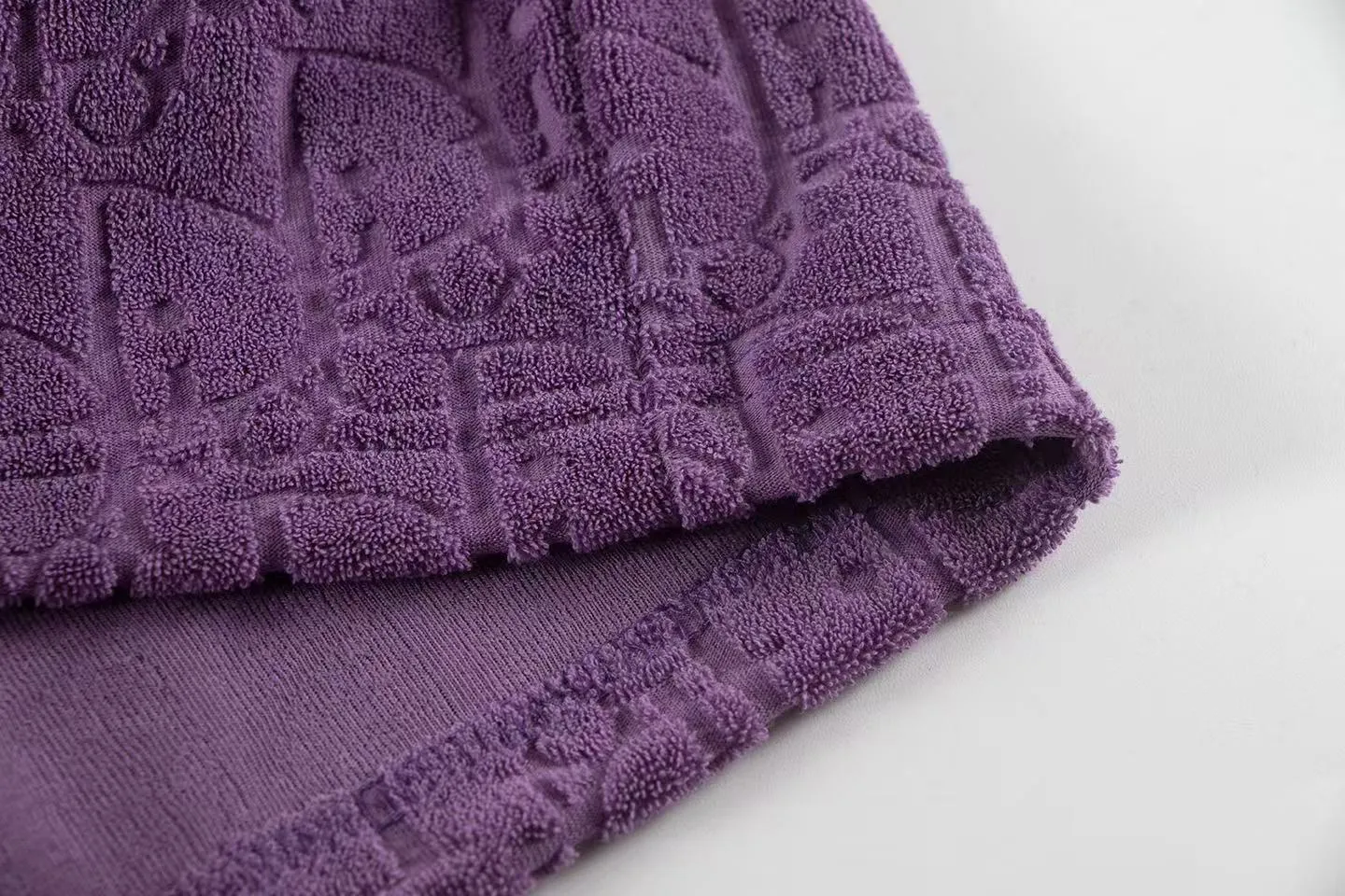 🅿️170 ❥B806# High quality Dior 2025Fall spring and summer new series Presbyopia jacquard terry shorts Custom-woven and dyed pure cotton 100% gram weight 300G fabric Positioned tailoring heavy-duty material size: S M L XL Color: purple
