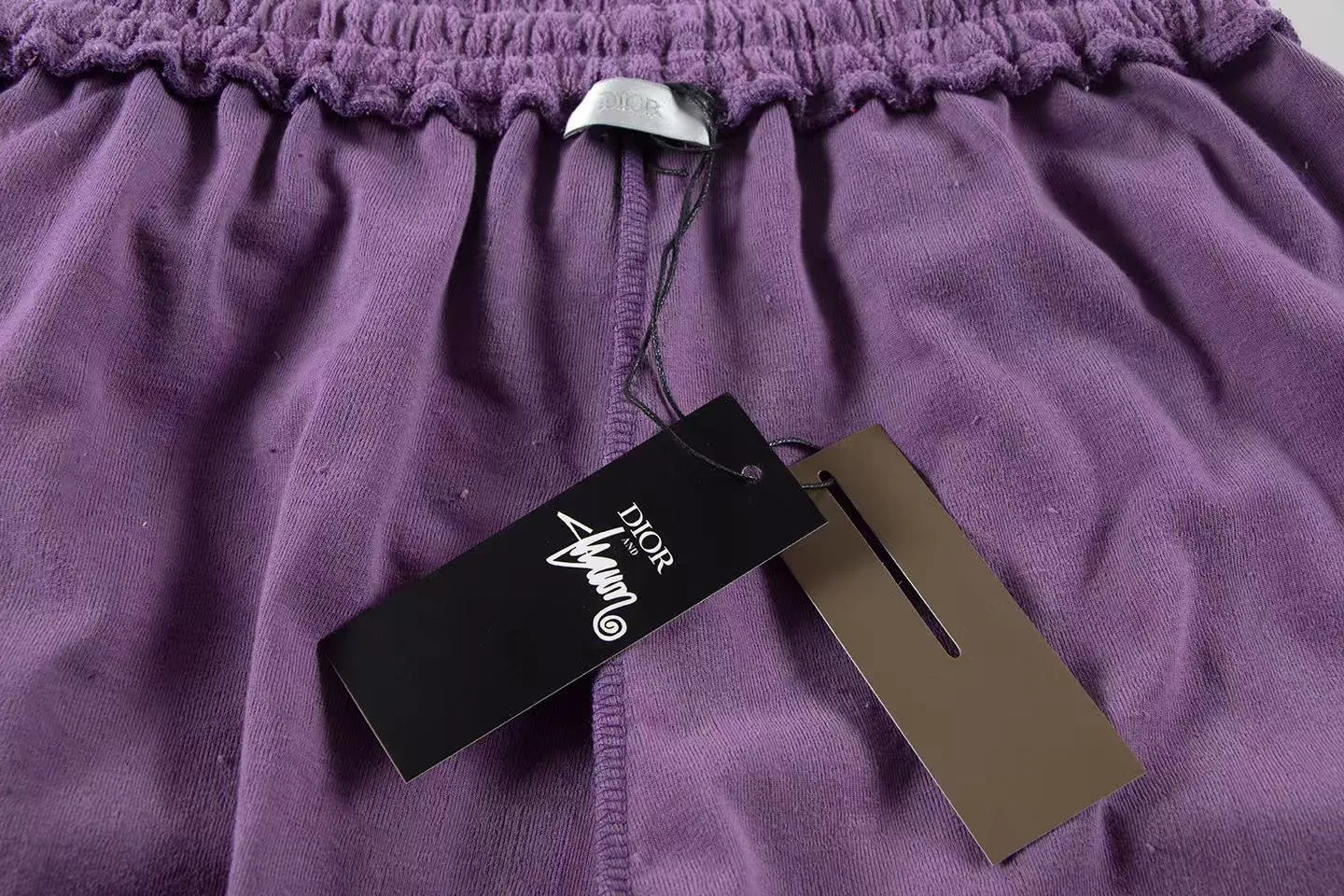 🅿️170 ❥B806# High quality Dior 2025Fall spring and summer new series Presbyopia jacquard terry shorts Custom-woven and dyed pure cotton 100% gram weight 300G fabric Positioned tailoring heavy-duty material size: S M L XL Color: purple