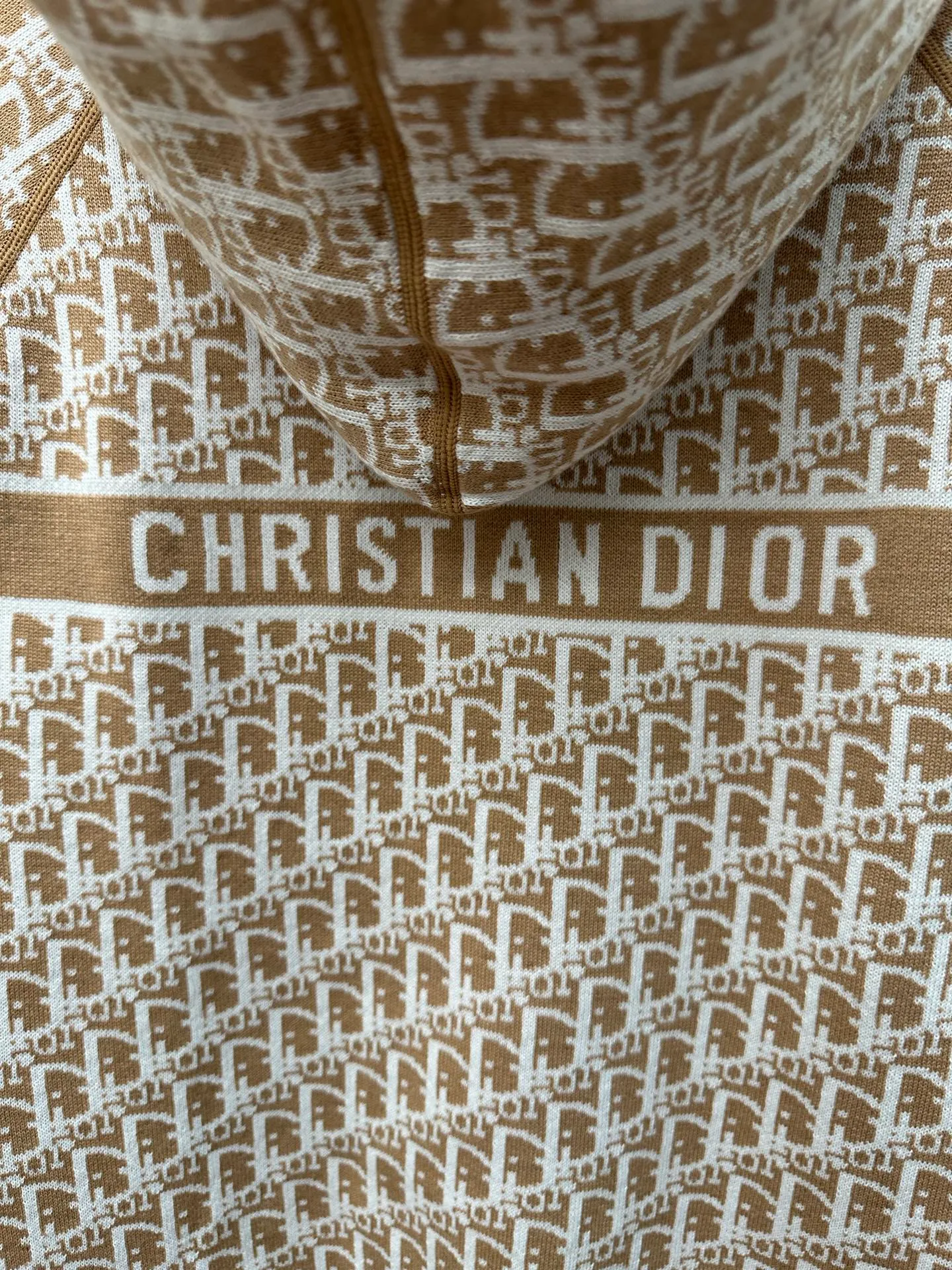 🅿️540 Dior 25ss new autumn and winter all-print hooded cardigan, classic letter logo jacquard embellishment, classic letter logo old flower jacquard decoration yb open mold letter CD zipper decoration Size: S M L XL