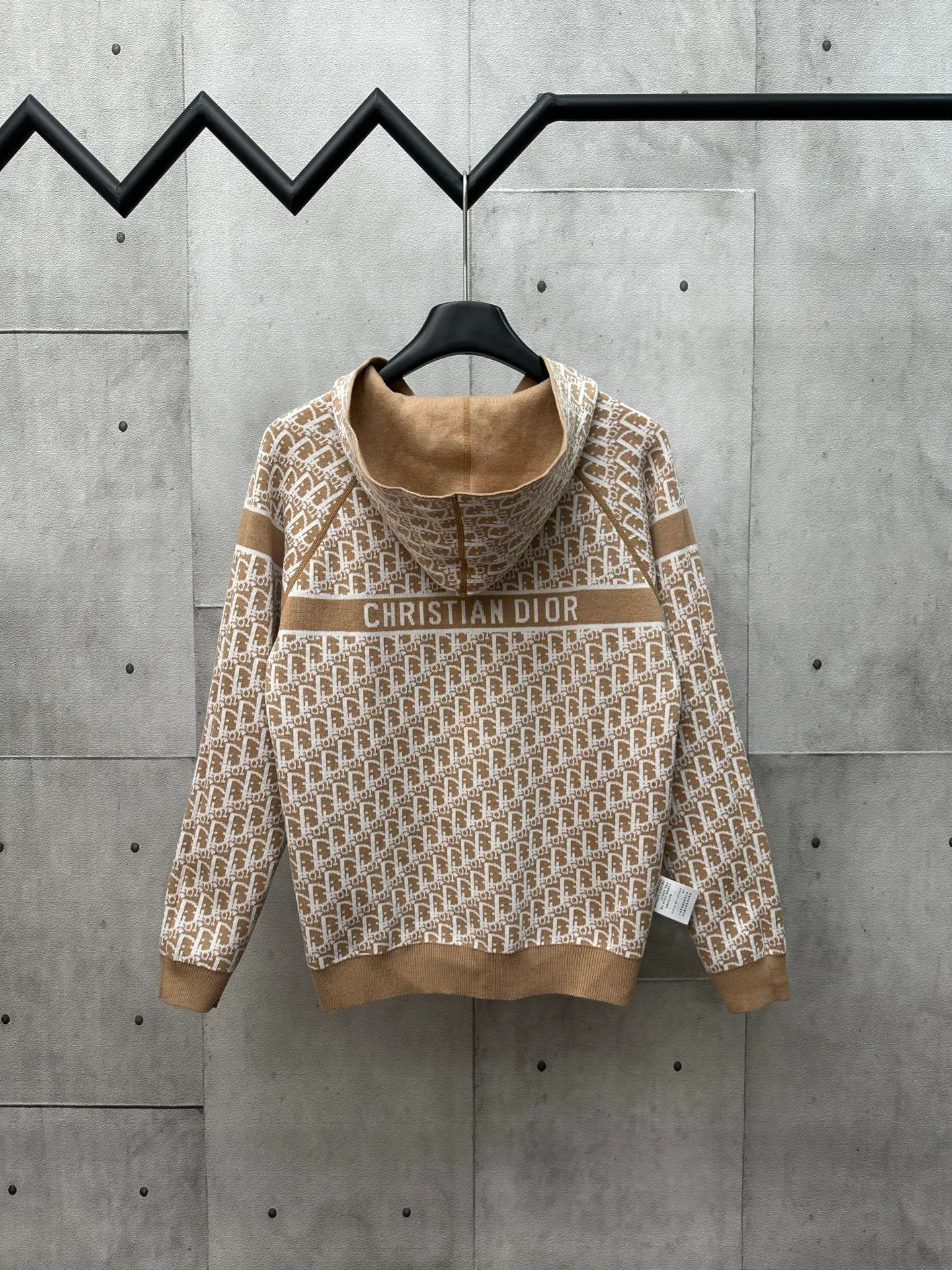 🅿️540 Dior 25ss new autumn and winter all-print hooded cardigan, classic letter logo jacquard embellishment, classic letter logo old flower jacquard decoration yb open mold letter CD zipper decoration Size: S M L XL