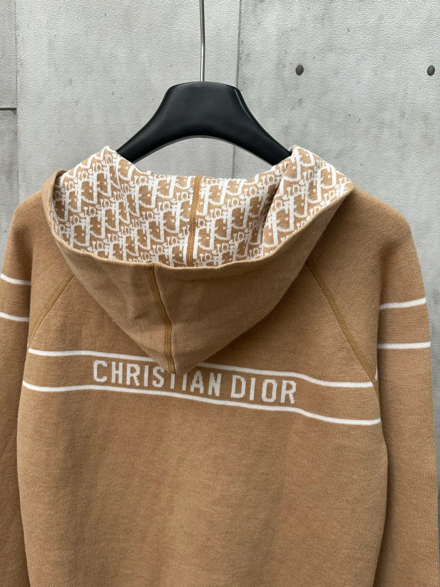🅿️540 Dior 25ss new autumn and winter all-print hooded cardigan, classic letter logo jacquard embellishment, classic letter logo old flower jacquard decoration yb open mold letter CD zipper decoration Size: S M L XL