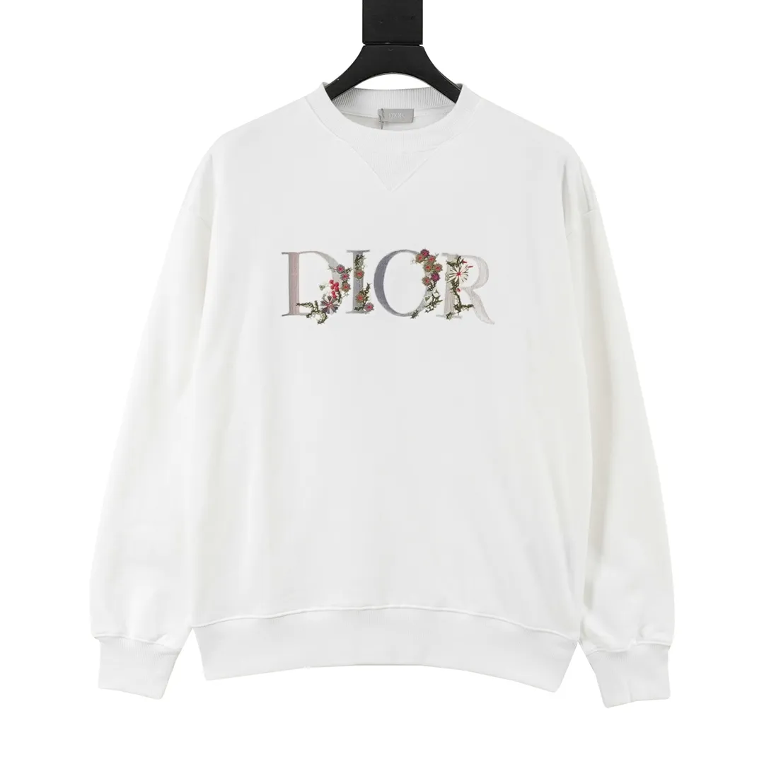 🅿️500 DIOR/Dior Gradient floral letter embroidery round neck sweatshirt, custom-woven and dyed fabric, customized triangle thread on the neck + thread on both sides, imported Tajima embroidery on the chest, letter pattern base + partial floral embroidery after gradient dyeing process, three-label accessories and hardware are all molded and customized Size: XS-L