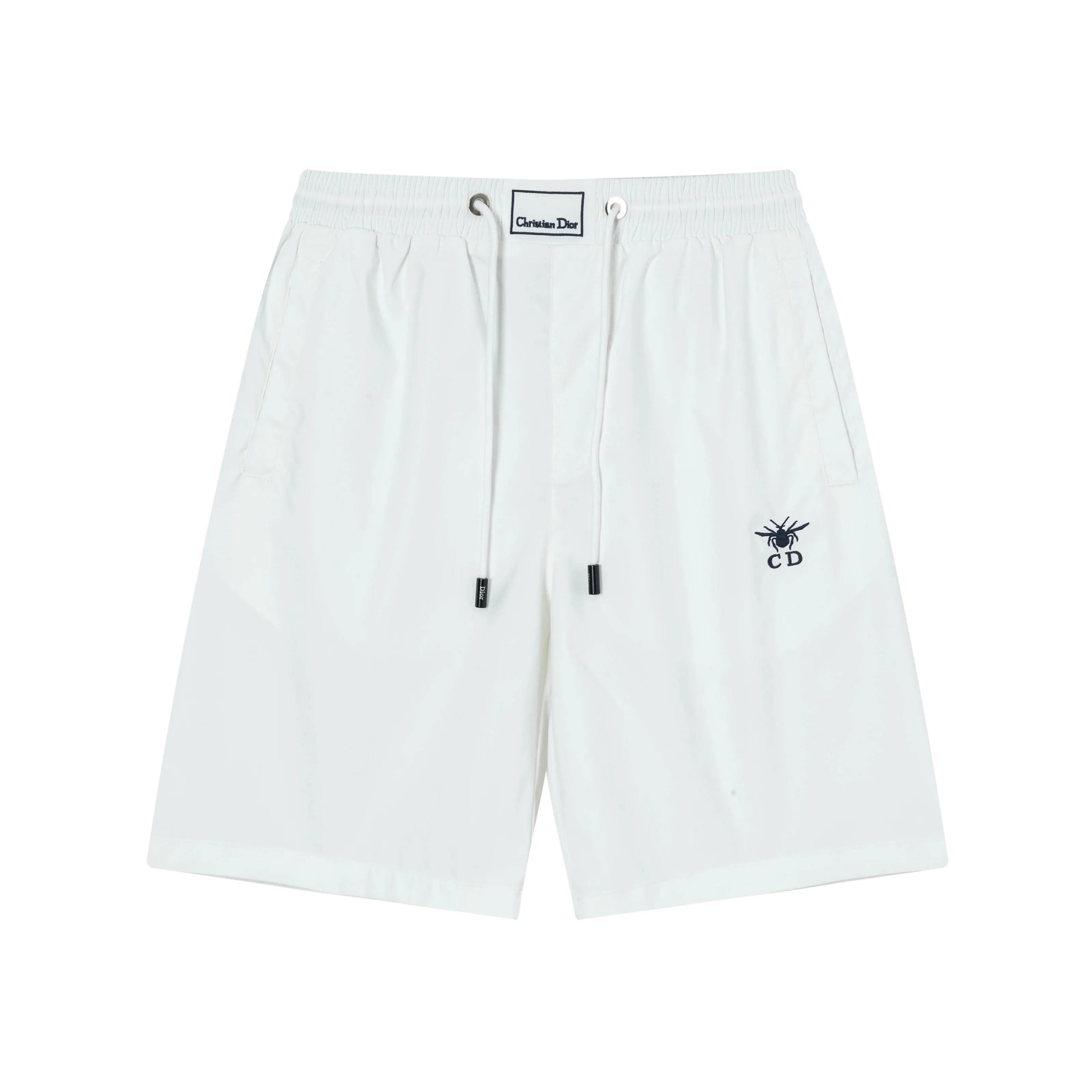 🅿️160 2025 DiOR Dior's new quick-drying beach shorts, customized fabrics, craft embroidery logo. The version is tight and three-dimensional, with straight stripe splicing. The customized trouser cord hardware has strong texture and smoothness. The upper body is comfortable and breathable. It has a concave and convex three-dimensional feel. It is fashionable and casual. Color: Black White Size: M-4XL