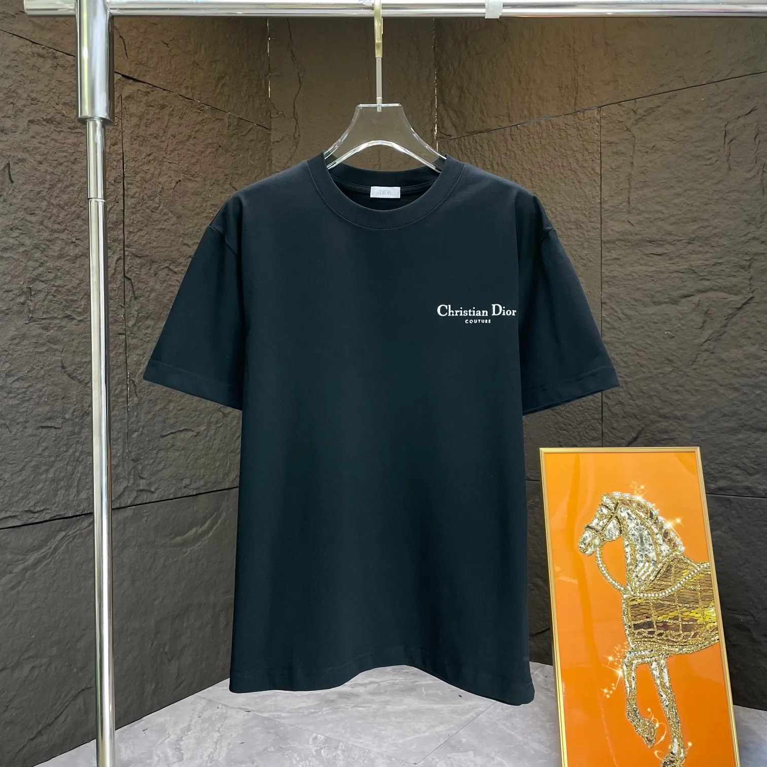 🅿️170 Dio* Dior* 2025 Spring and Summer New Short Sleeve T-shirt Heavy Cotton Personalized Print Color: Black White Size: S M L XL XXL