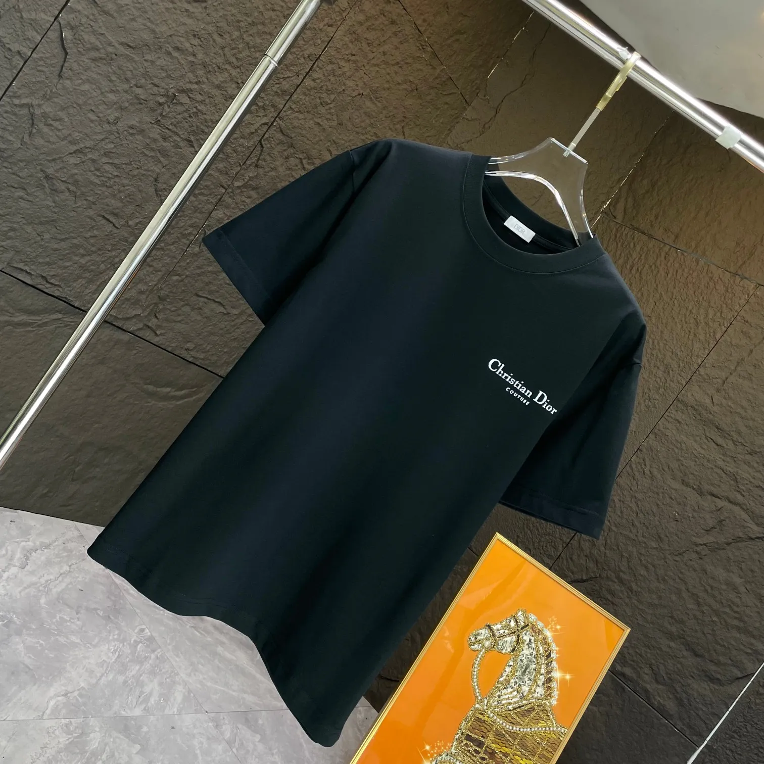 🅿️170 Dio* Dior* 2025 Spring and Summer New Short Sleeve T-shirt Heavy Cotton Personalized Print Color: Black White Size: S M L XL XXL