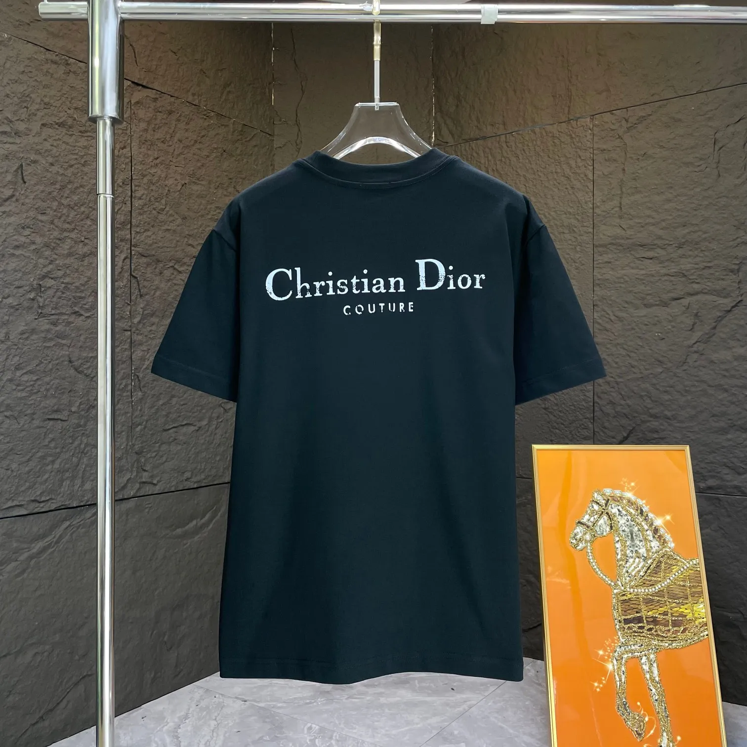 🅿️170 Dio* Dior* 2025 Spring and Summer New Short Sleeve T-shirt Heavy Cotton Personalized Print Color: Black White Size: S M L XL XXL