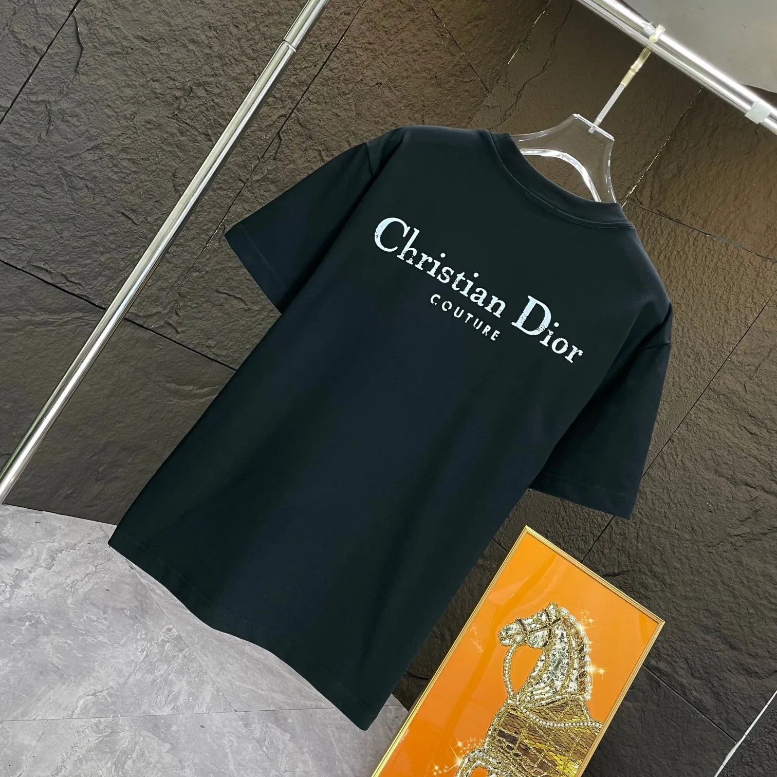 🅿️170 Dio* Dior* 2025 Spring and Summer New Short Sleeve T-shirt Heavy Cotton Personalized Print Color: Black White Size: S M L XL XXL
