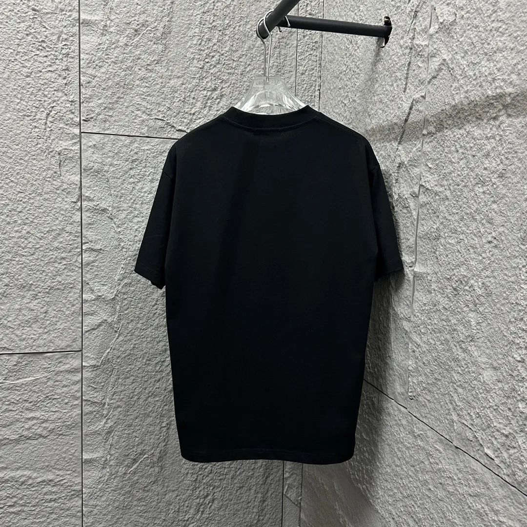 🅿️190 Dio*Dior 2025 spring and summer new style Classic orange letter flocking technology Customized double yarn plain cotton fabric Short-sleeved T-shirt Uniform for men and women Color: black white Size: S (90-130 catties) M (120-150 catties) L (140-165 catties) XL (160-180 catties) XXL (180-210 pounds)