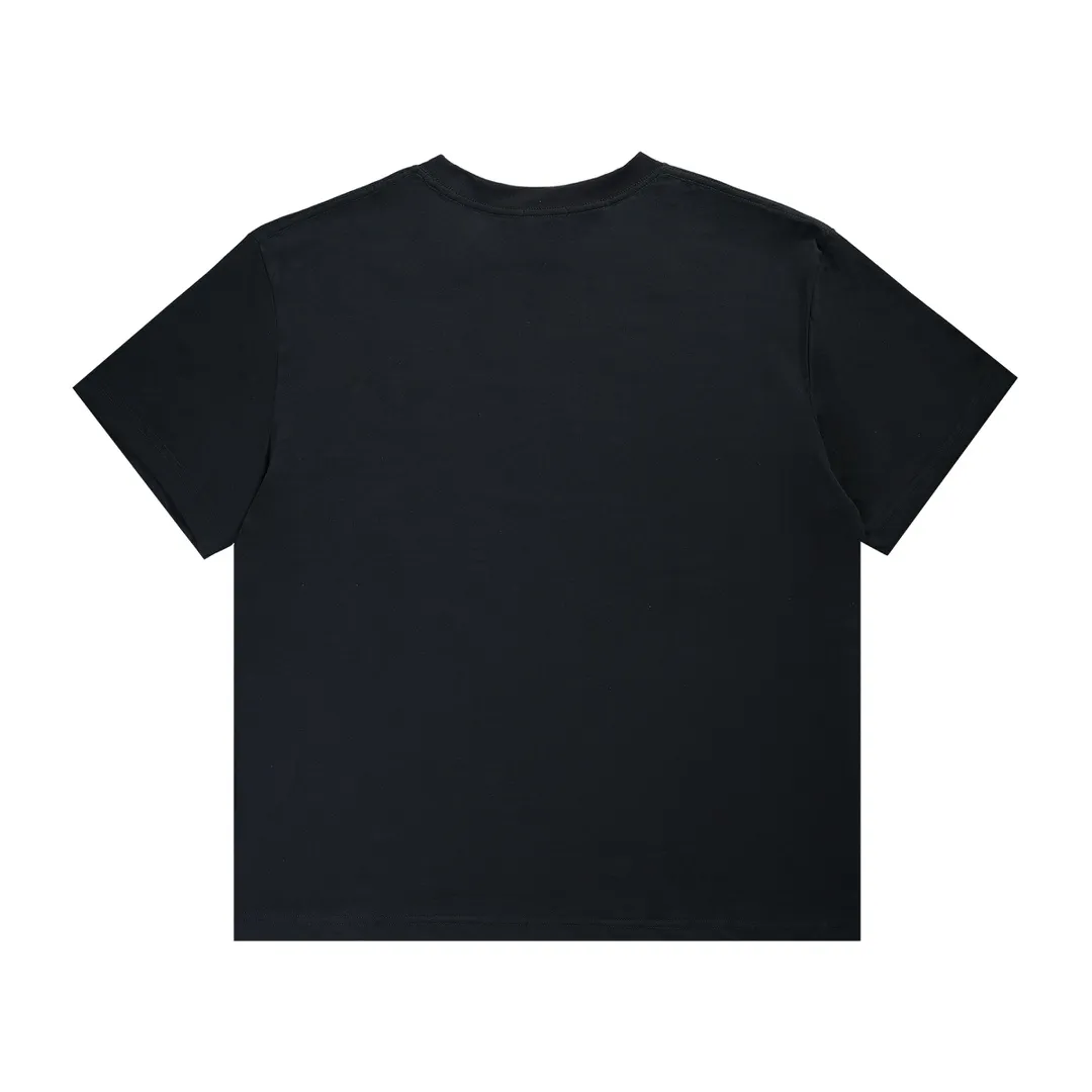 🅿️220 Dio* flocked label printed round neck short sleeves Double-ply combed cotton fabric Flocking printing technology on the chest Highly viscose velvet material can be washed multiple times and will not fade away Versatile summer item Size XS-L
