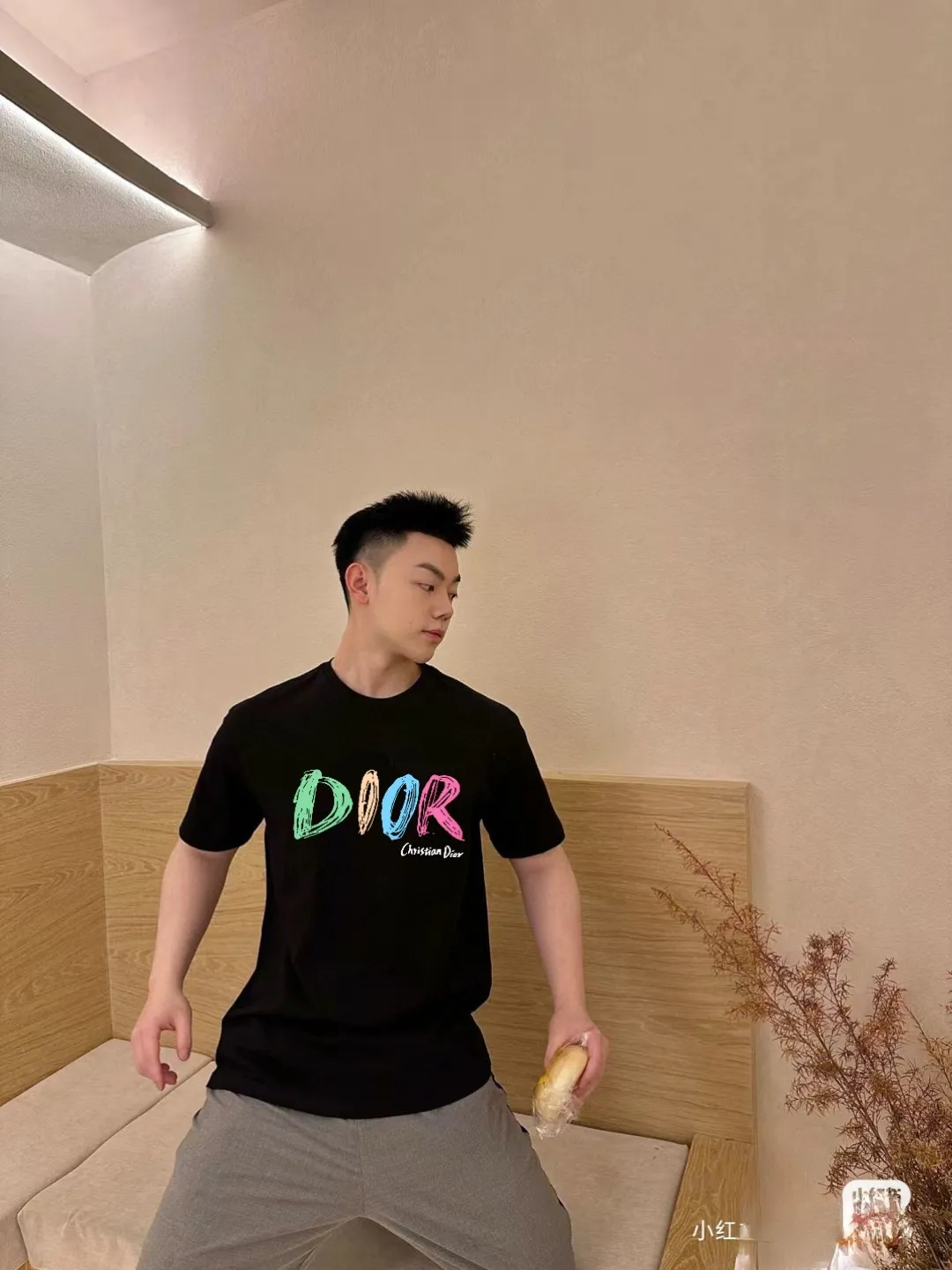 🅿️170 [DIOR Dior] 2025FW short-sleeved T-shirt LOGO printing High-end 26s double yarn 300g fabric Heavy fabric Customized frame ribbing in the same cylinder and dyeing Complete three standards Same style for men and women Color: Black White Size: S M L XL 2XL