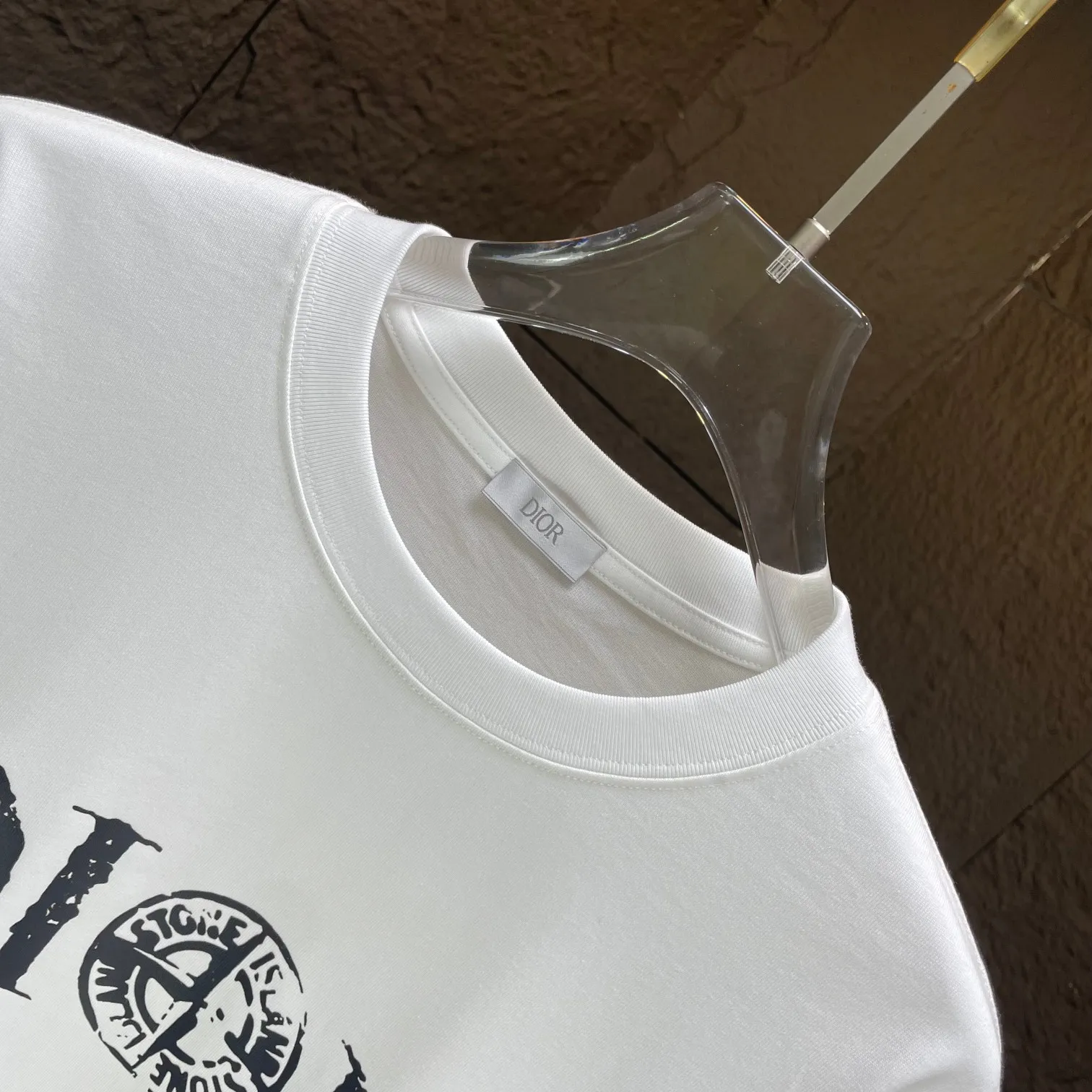 🅿️170 Dio* Dior* 2025 spring and summer new short-sleeved T-shirt Heavy cotton letter pattern printing Color: Black White Night Blue Size: S M L XL XXL