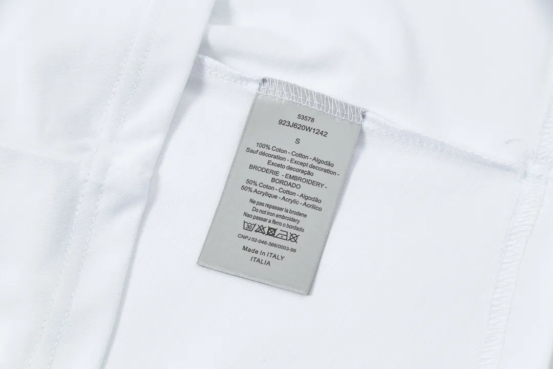 🅿️170 DIOR Dior classic hot style, customized 32 pieces of 310g double yarn pure cotton fabric, embossed jacquard patch letter logo, same style for men and women, short-sleeved T-shirt, color: white, size: S-XL