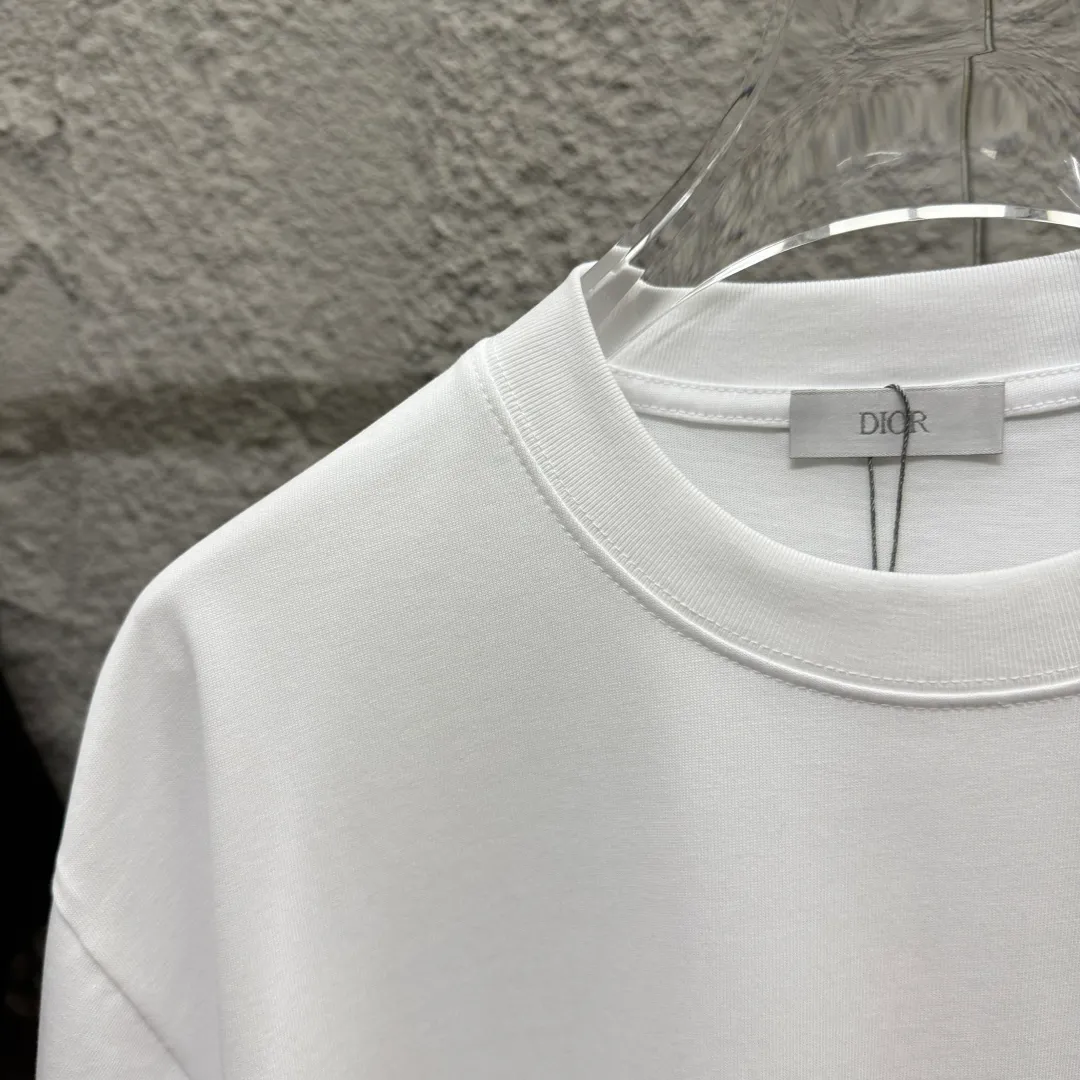 🅿️180 Dio Di*O 2025 spring and summer new style Five-pointed star letter printing on the chest Short-sleeved T-shirt Customized double yarn plain cotton 300 fabric Same style for men and women Color: black white apricot Size: S (90-130 catties) M (120-150 catties) L (140-165 catties) XL (160-180 catties) XXL (180-210 pounds)
