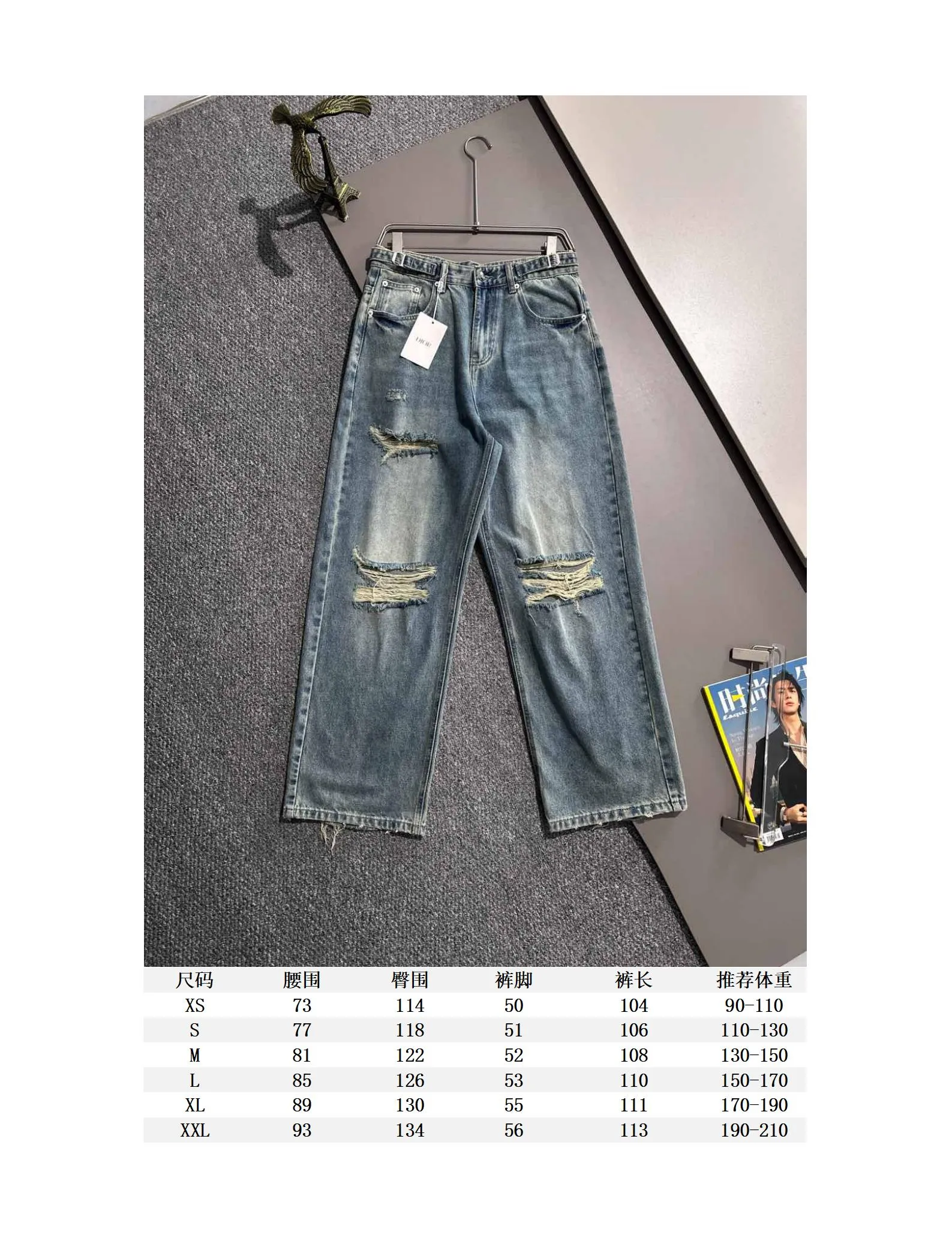 🅿️380 Dior 2025 four-season loose jeans and wide-leg trousers, the trend in the trend! Many fashion bloggers control the upper body. The water is woven from imported Japanese Denim plain cotton denim fabric. It has three standards, is soft, delicate, comfortable and breathable. The color has a modern and fashionable vicissitudes. The upper body is versatile and fashionable! Light luxury, a must-have item for daily commuting! Size: XS-2XL (please state your height and weight when placing an order)