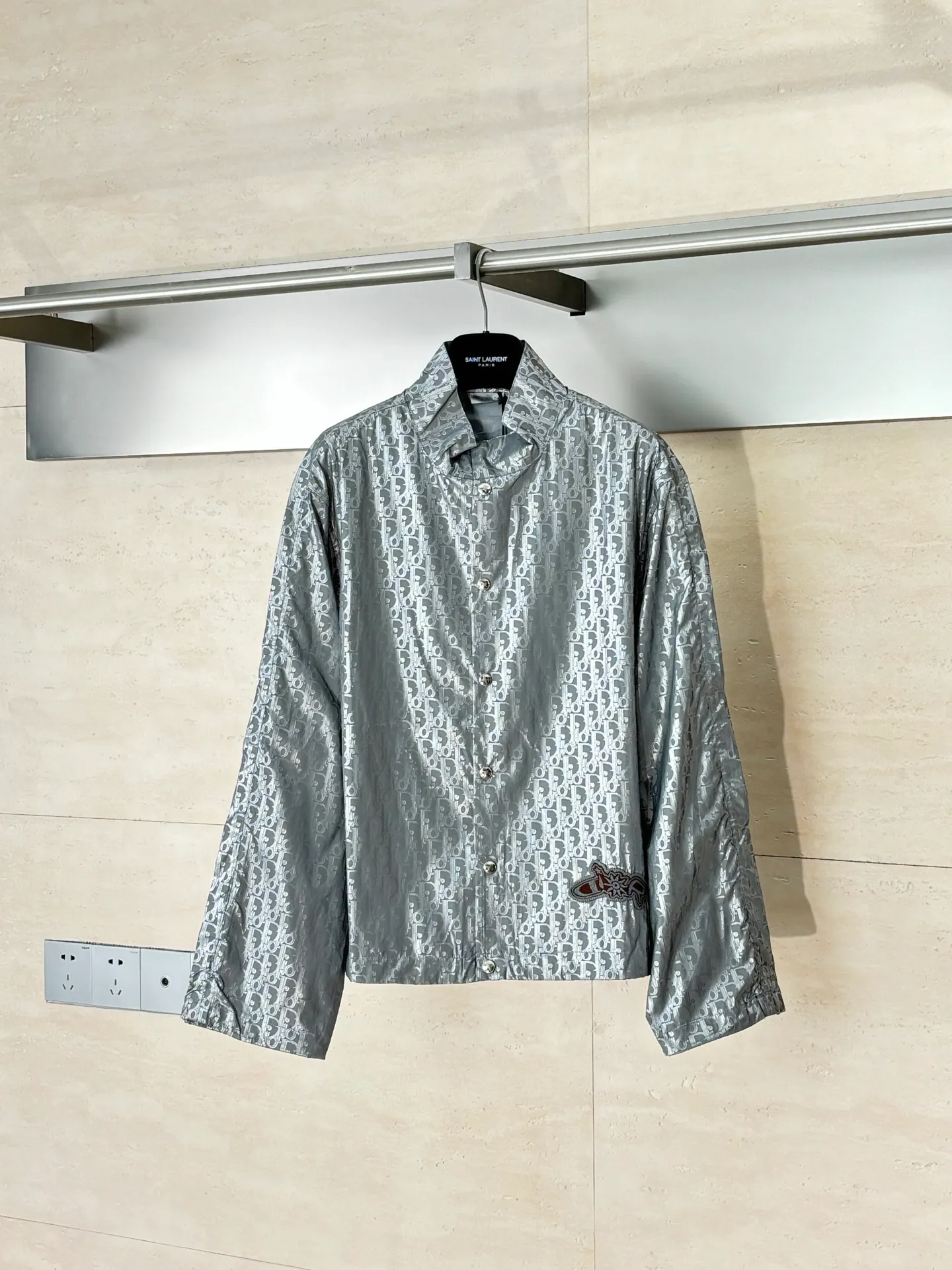 🅿️510 Dio*/Dior 25FW Hamilton joint Oblique printed reflective long-sleeved snap-button jacket Size: S/M/L/XL