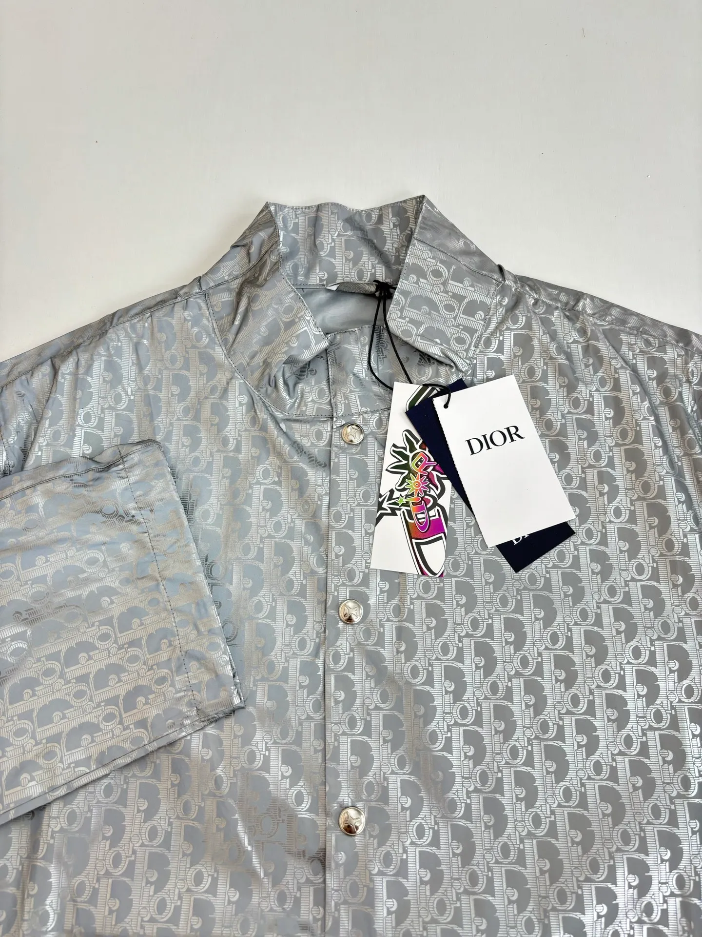 🅿️510 Dio*/Dior 25FW Hamilton joint Oblique printed reflective long-sleeved snap-button jacket Size: S/M/L/XL