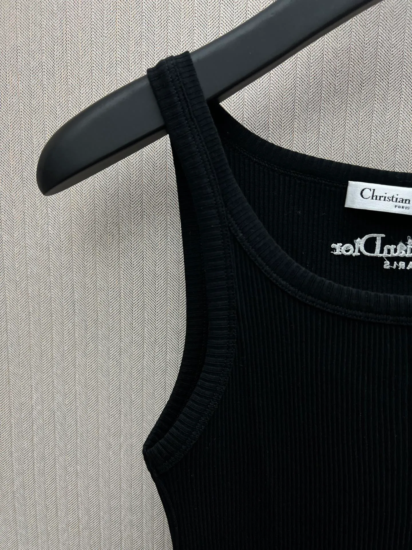 🅿️240 Dior 25ss new cotton ribbed bee CD logo embroidered round neck sleeveless tube top women's high version code number: S.M.L.