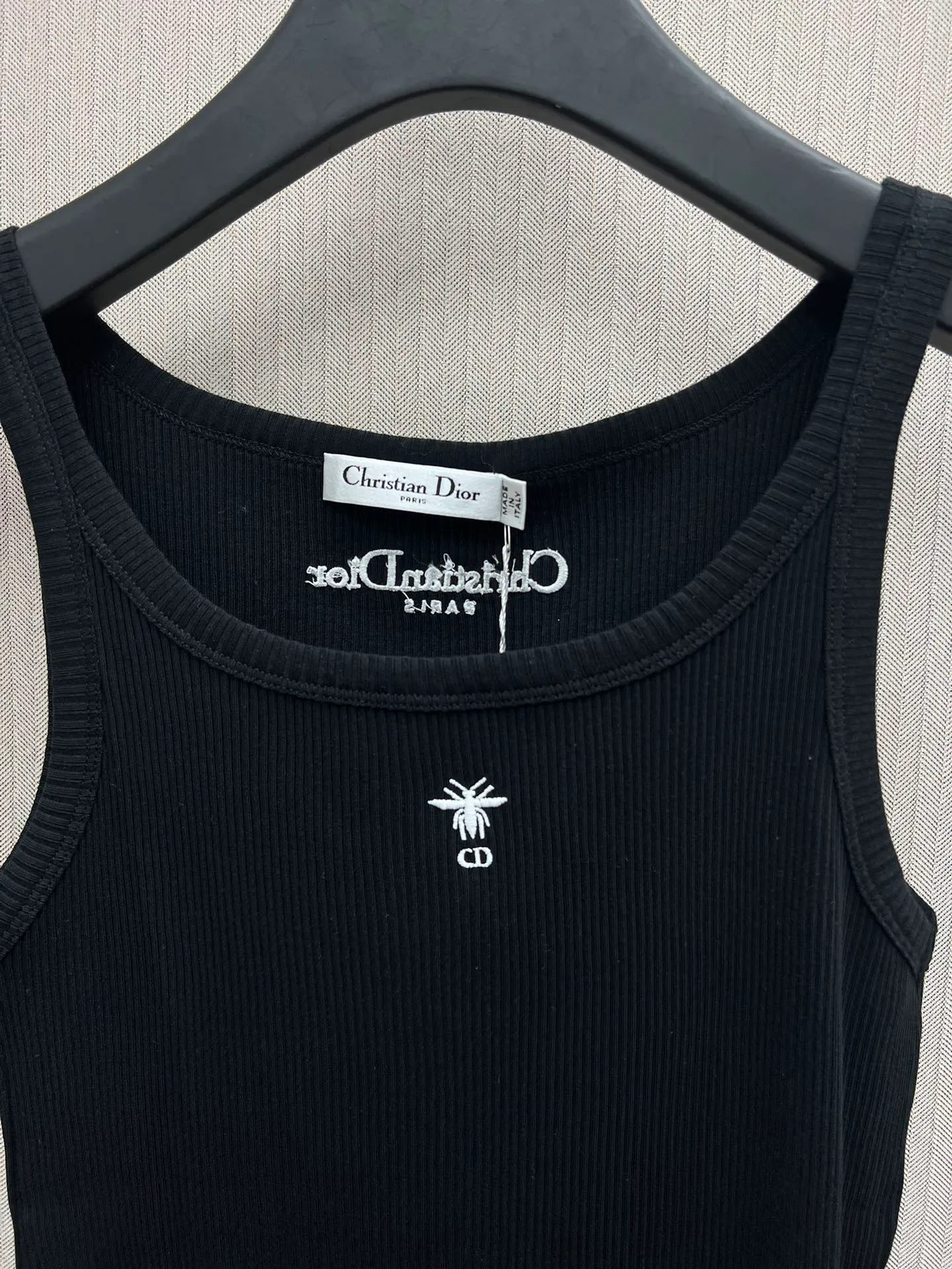 🅿️240 Dior 25ss new cotton ribbed bee CD logo embroidered round neck sleeveless tube top women's high version code number: S.M.L.