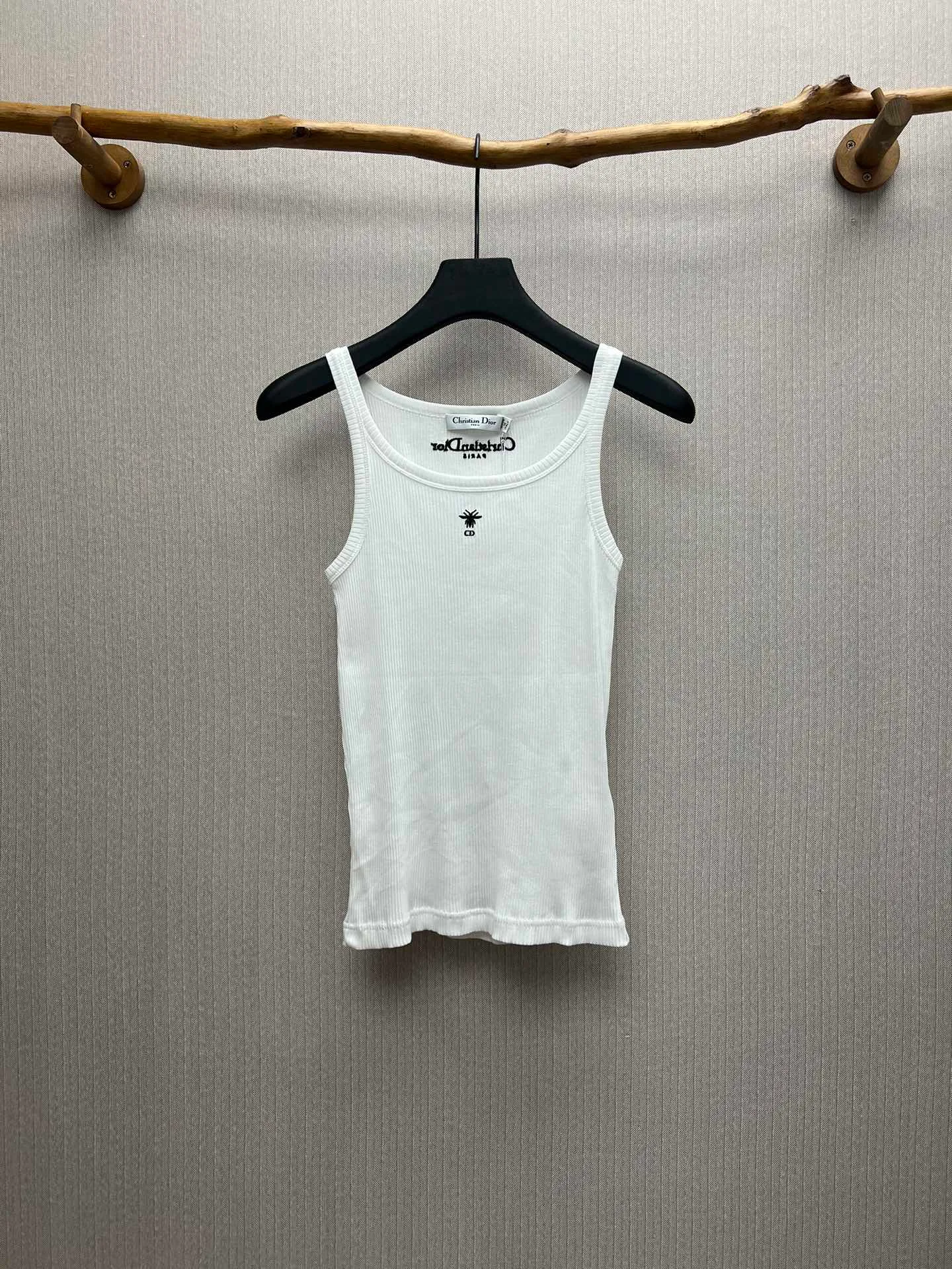 🅿️240 Dior 25ss new cotton ribbed bee CD logo embroidered round neck sleeveless tube top women's high version code number: S.M.L.