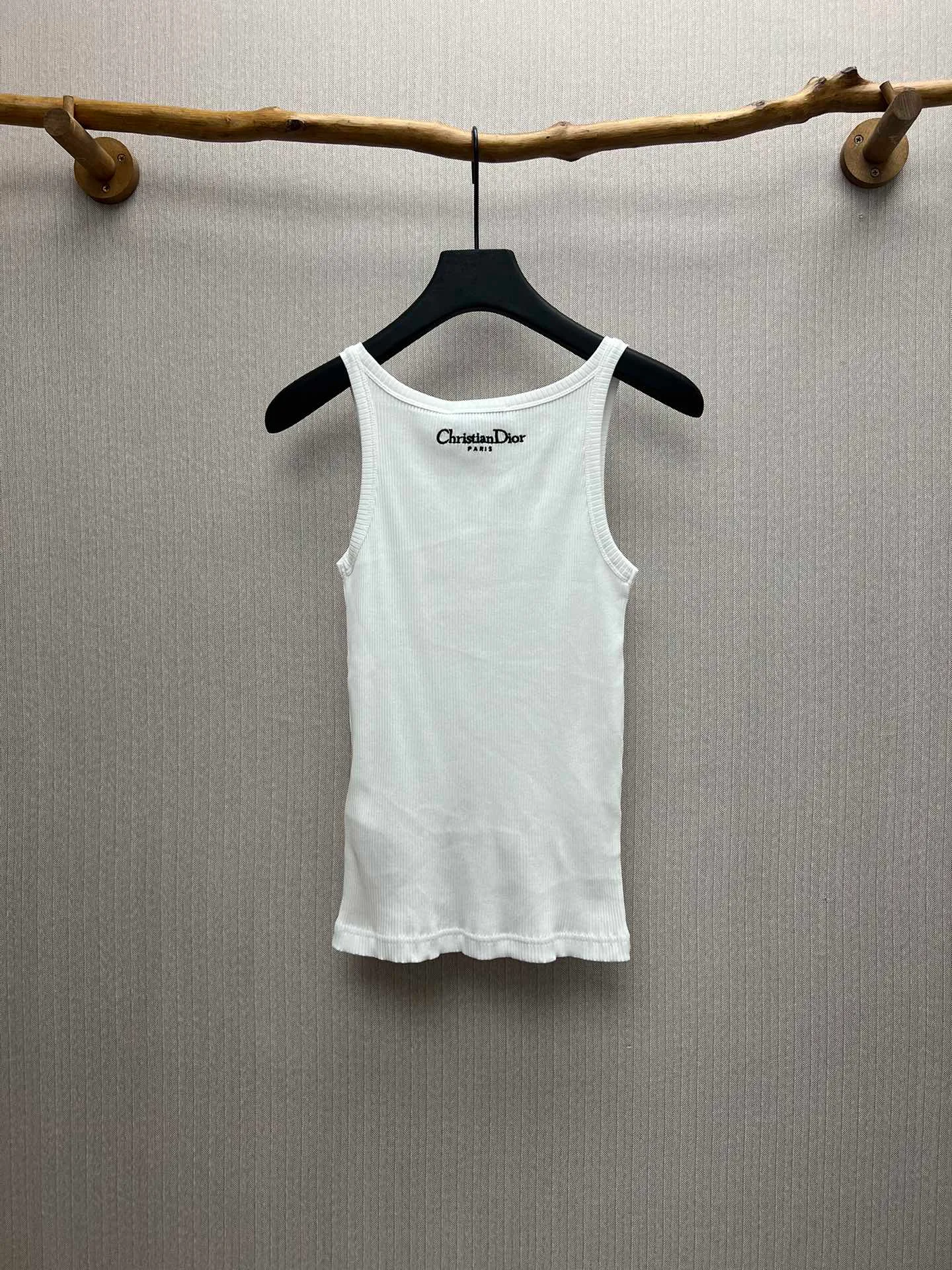 🅿️240 Dior 25ss new cotton ribbed bee CD logo embroidered round neck sleeveless tube top women's high version code number: S.M.L.