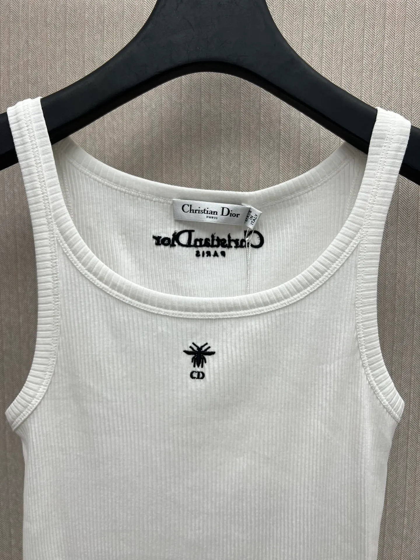 🅿️240 Dior 25ss new cotton ribbed bee CD logo embroidered round neck sleeveless tube top women's high version code number: S.M.L.